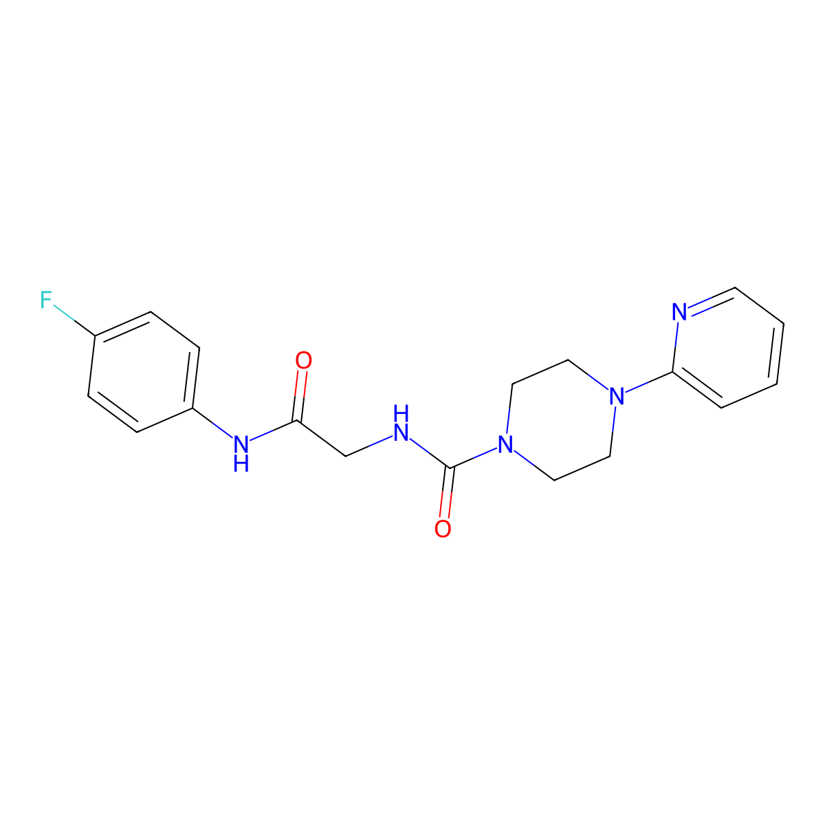 N-(2-((4-fluorophenyl)amino)-2-oxoethyl)-4-(pyridin-2-yl)piperazine-1-carboxamide molecular structure, CAS 1246042-21-6