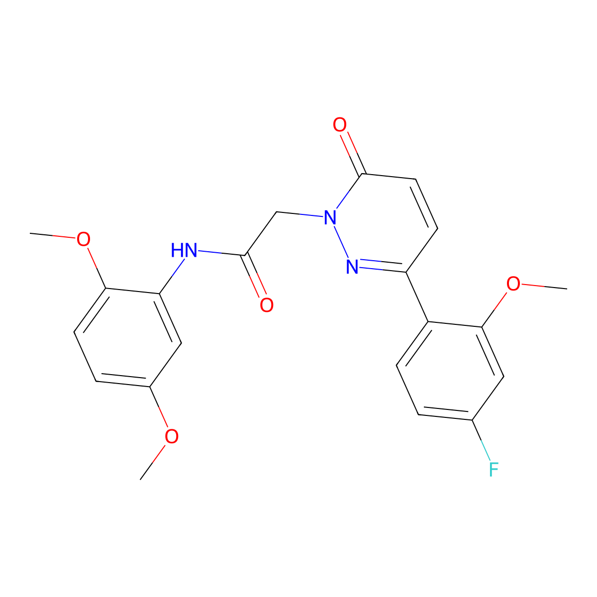 N-(2,5-dimethoxyphenyl)-2-[3-(4-fluoro-2-methoxyphenyl)-6-oxopyridazin-1(6H)-yl]acetamide molecular structure, CAS 1246042-56-7