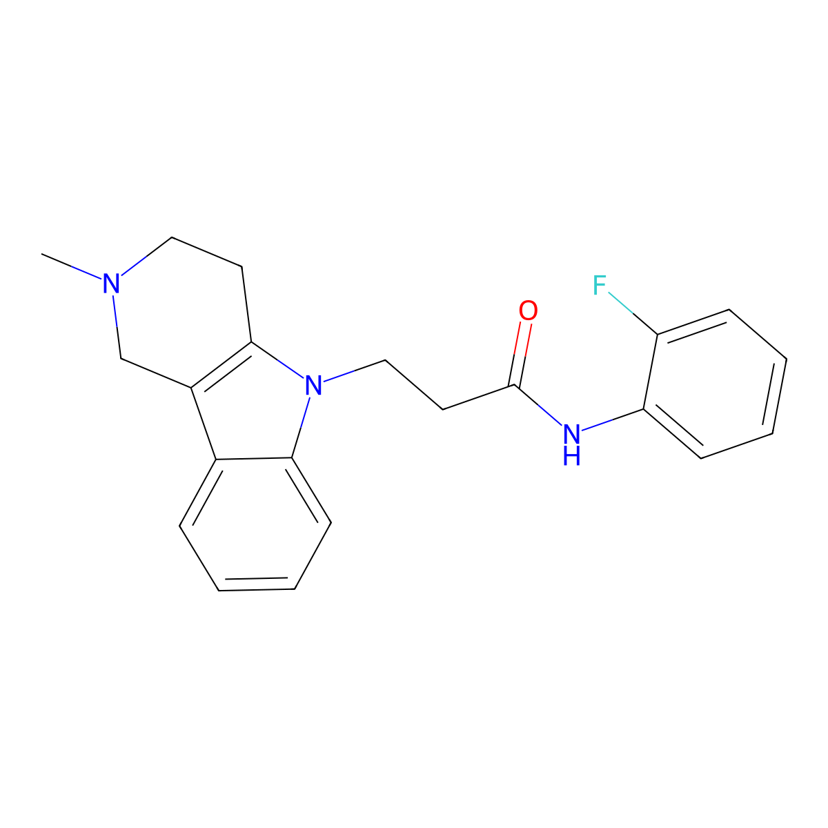 N-(2-fluorophenyl)-3-(2-methyl-3,4-dihydro-1H-pyrido[4,3-b]indol-5(2H)-yl)propanamide molecular structure, CAS 1246042-97-6