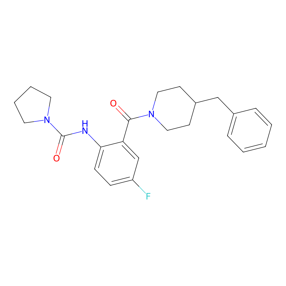 N-{2-[(4-benzylpiperidin-1-yl)carbonyl]-4-fluorophenyl}pyrrolidine-1-carboxamide molecular structure, CAS 1246043-01-5