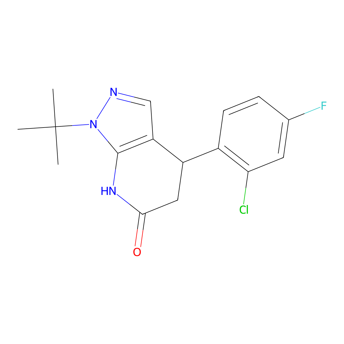 1-(tert-butyl)-4-(2-chloro-4-fluorophenyl)-4,5-dihydro-1H-pyrazolo[3,4-b]pyridin-6(7H)-one molecular structure, CAS 1246043-35-5