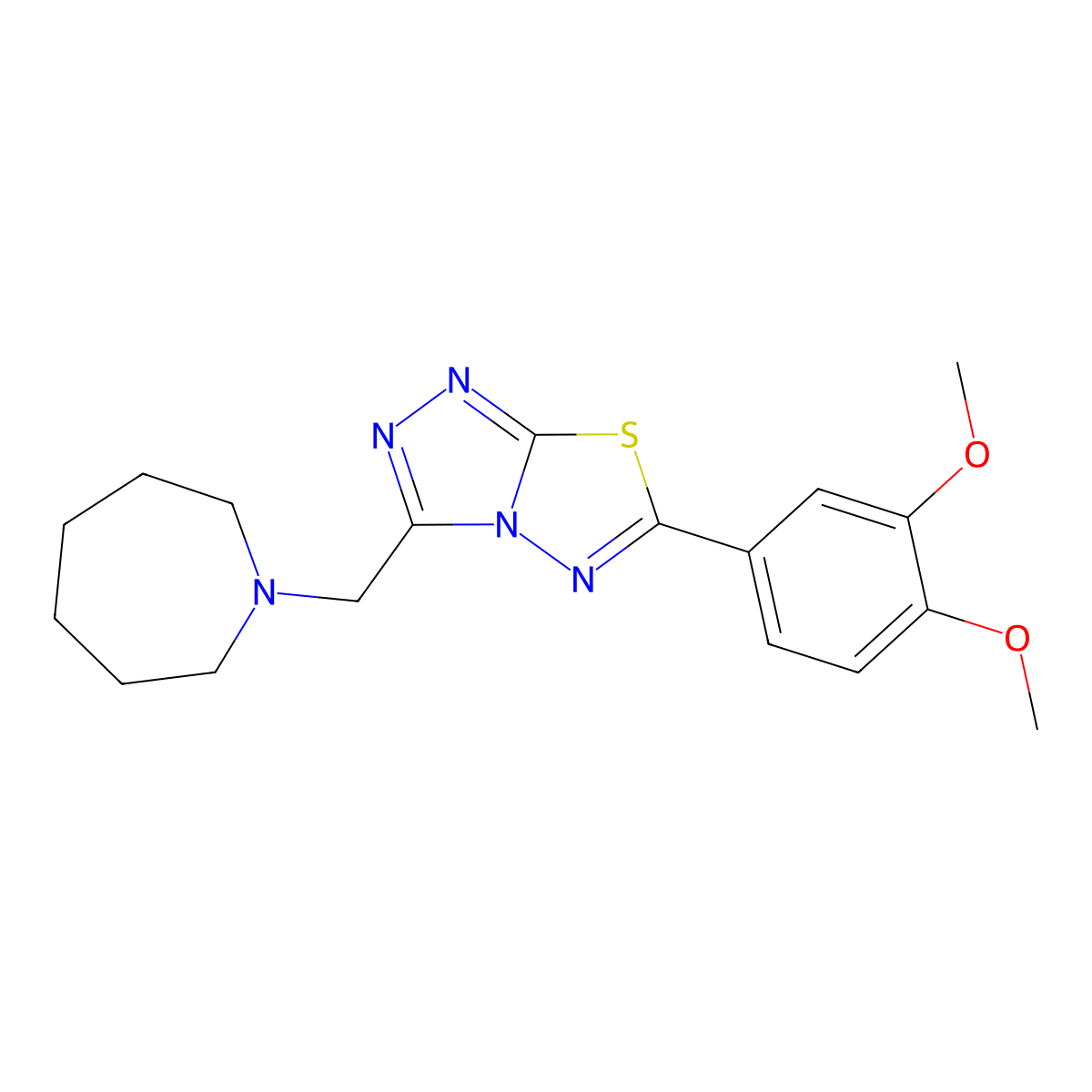 3-(1-Azepanylmethyl)-6-(3,4-dimethoxyphenyl)[1,2,4]triazolo[3,4-b][1,3,4]thiadiazole molecular structure, CAS 1246043-36-6