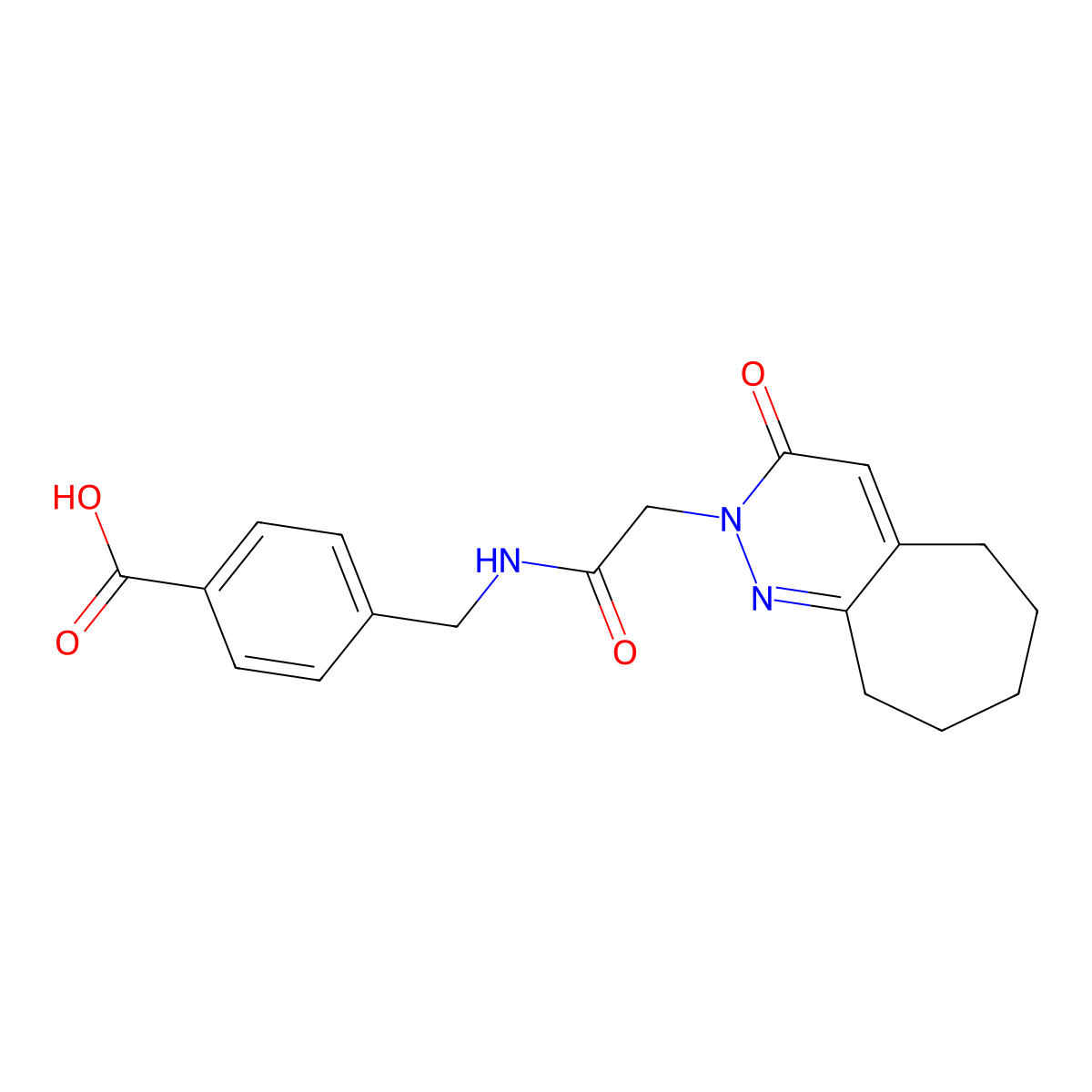 4-({[(3-oxo-3,5,6,7,8,9-hexahydro-2H-cyclohepta[c]pyridazin-2-yl)acetyl]amino}methyl)benzoic acid molecular structure, CAS 1246044-06-3