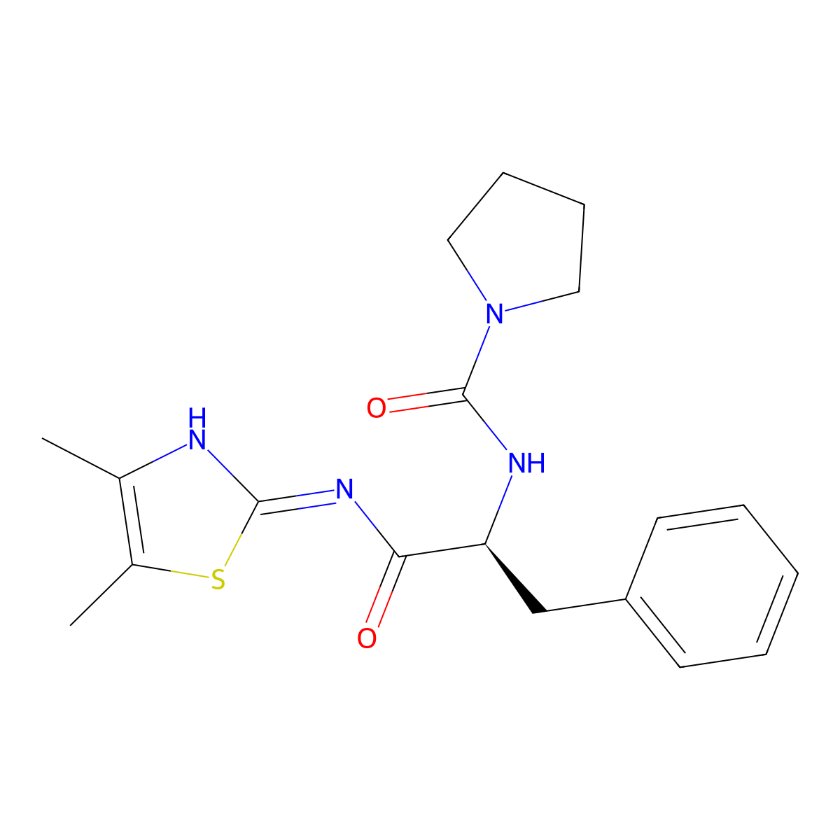 (S)-N-(1-((4,5-dimethylthiazol-2-yl)amino)-1-oxo-3-phenylpropan-2-yl)pyrrolidine-1-carboxamide molecular structure, CAS 1246044-23-4
