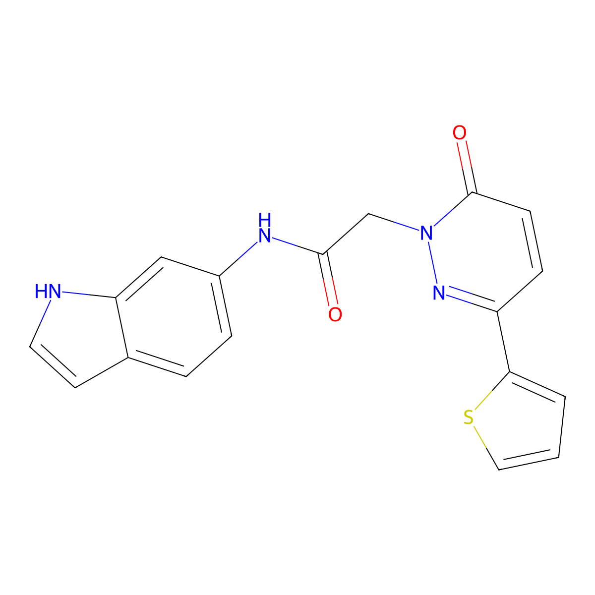 N-(1H-indol-6-yl)-2-(6-oxo-3-(thiophen-2-yl)pyridazin-1(6H)-yl)acetamide molecular structure, CAS 1246044-37-0