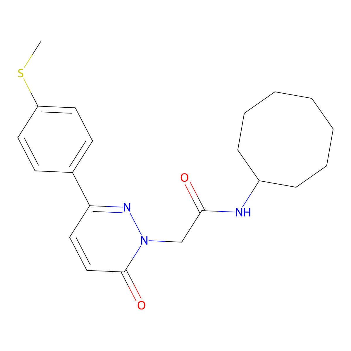N-cyclooctyl-2-{3-[4-(methylsulfanyl)phenyl]-6-oxopyridazin-1(6H)-yl}acetamide molecular structure, CAS 1246044-41-6