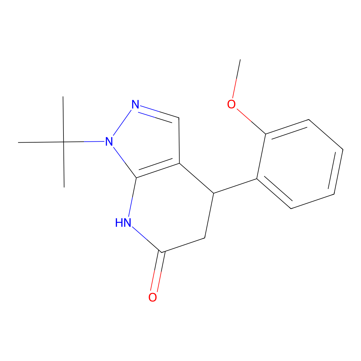 1-(tert-butyl)-4-(2-methoxyphenyl)-4,5-dihydro-1H-pyrazolo[3,4-b]pyridin-6(7H)-one molecular structure, CAS 1246044-51-8
