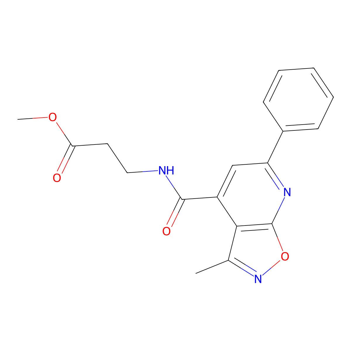 Methyl 3-{[(3-methyl-6-phenylisoxazolo[5,4-b]pyridin-4-yl)carbonyl]amino}propanoate molecular structure, CAS 1246044-59-6