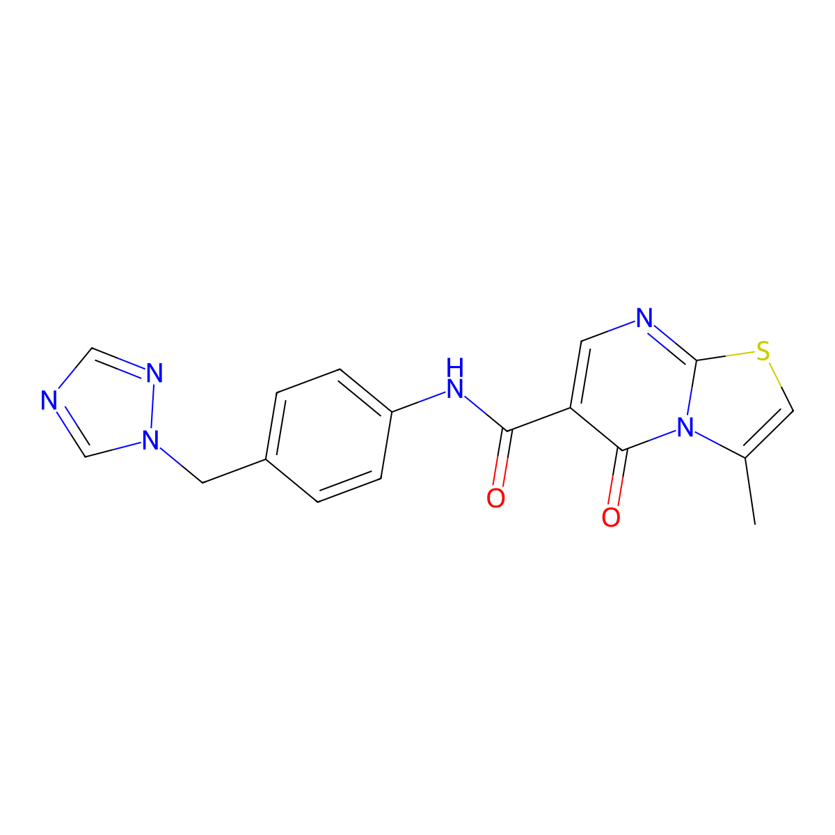 3-methyl-5-oxo-N-[4-(1H-1,2,4-triazol-1-ylmethyl)phenyl]-5H-[1,3]thiazolo[3,2-a]pyrimidine-6-carboxamide molecular structure, CAS 1246044-79-0