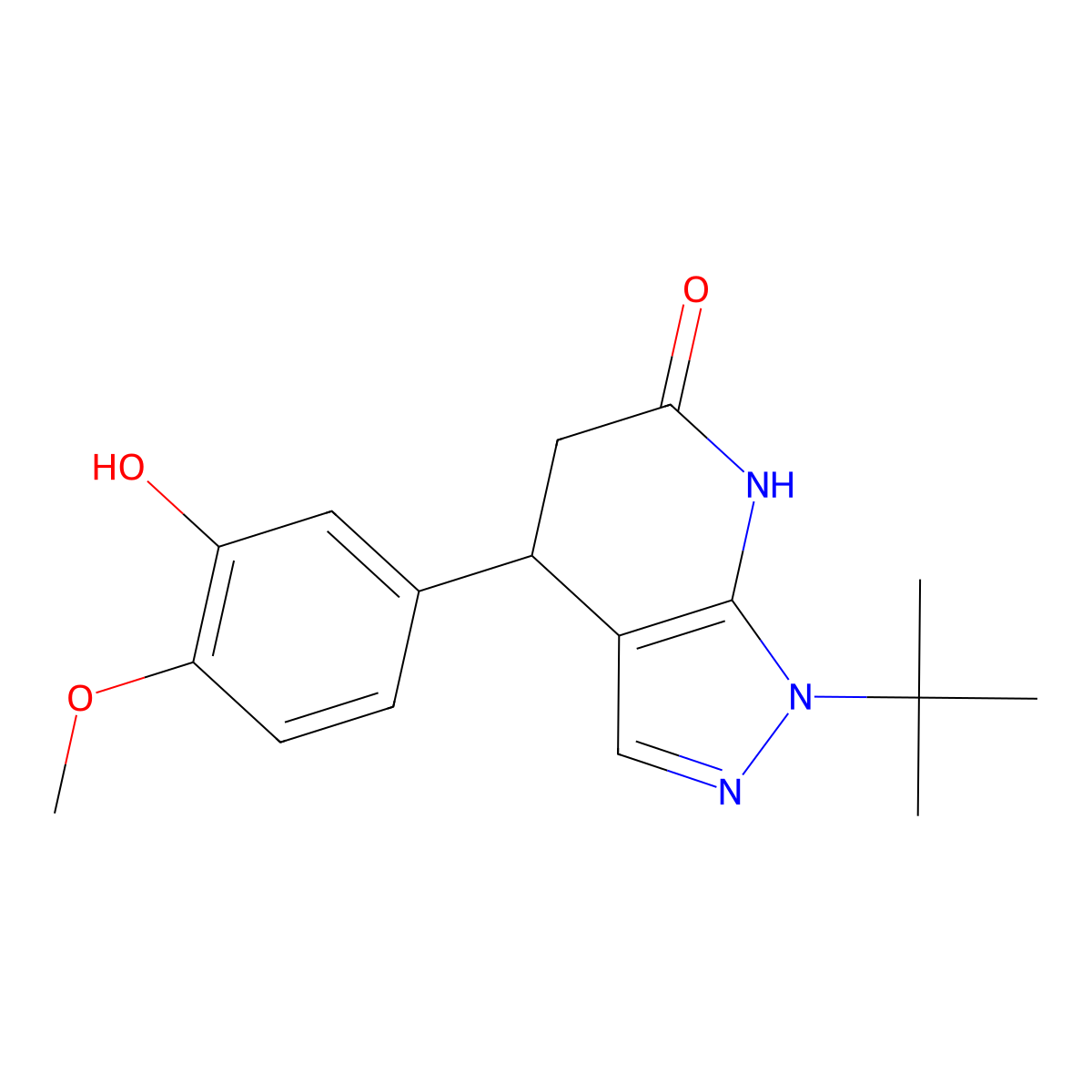 1-(tert-butyl)-4-(3-hydroxy-4-methoxyphenyl)-4,5-dihydro-1H-pyrazolo[3,4-b]pyridin-6(7H)-one molecular structure, CAS 1246044-81-4