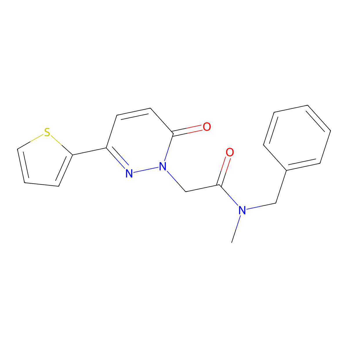 N-benzyl-N-methyl-2-(6-oxo-3-(thiophen-2-yl)pyridazin-1(6H)-yl)acetamide molecular structure, CAS 1246044-86-9