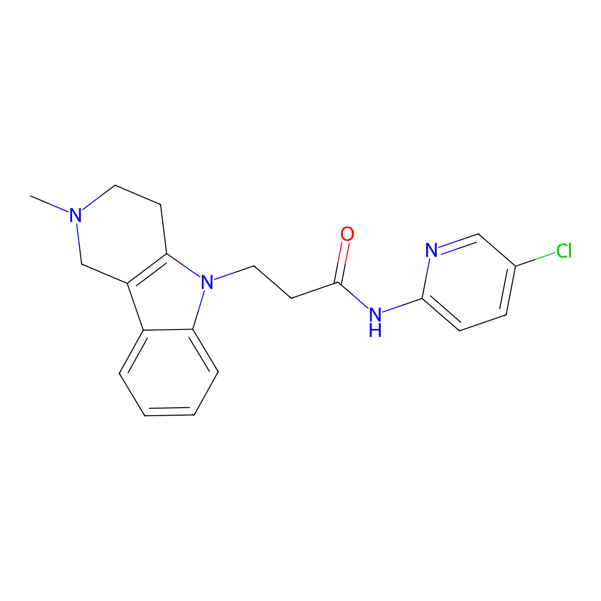 N-(5-chloropyridin-2-yl)-3-(2-methyl-3,4-dihydro-1H-pyrido[4,3-b]indol-5(2H)-yl)propanamide molecular structure, CAS 1246044-94-9