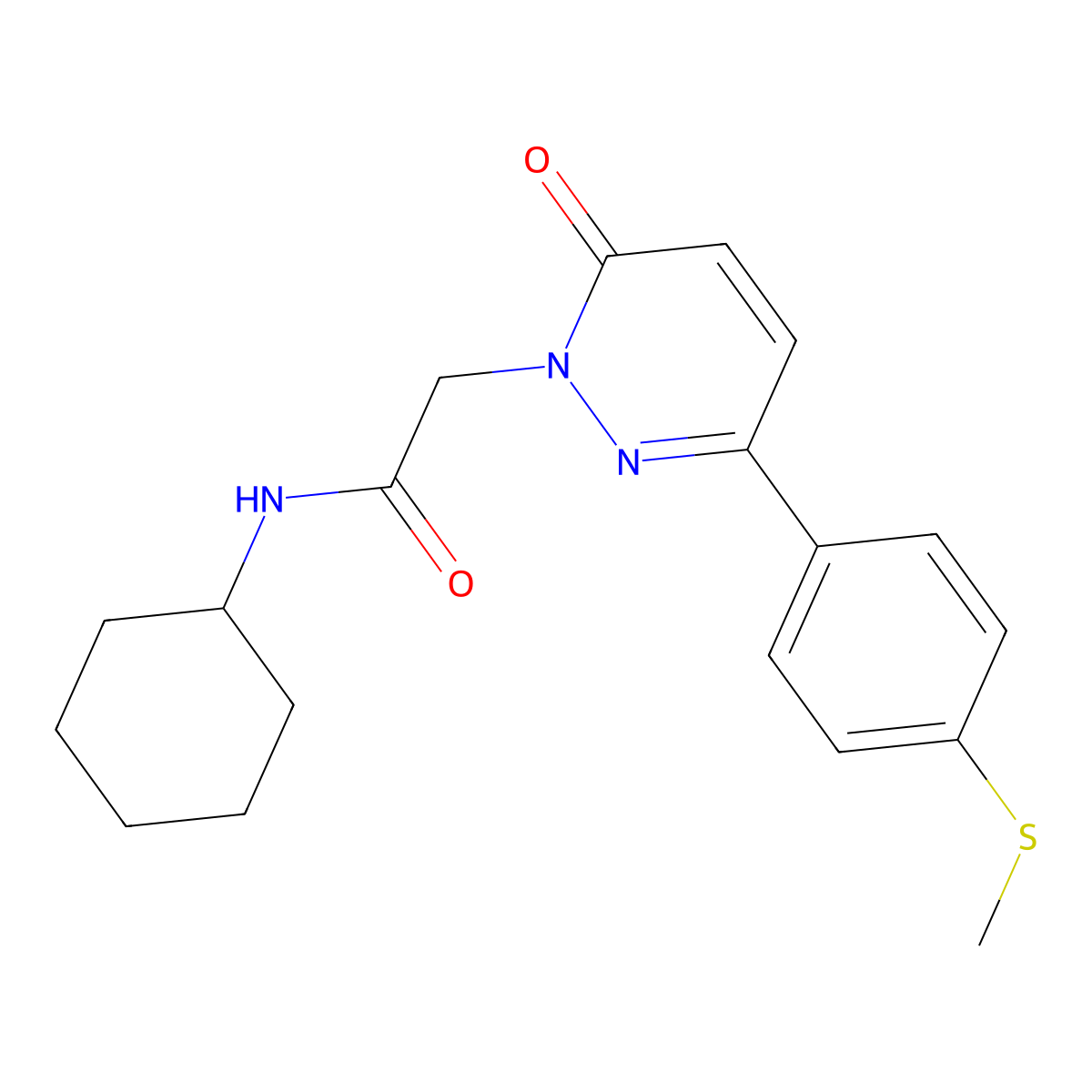 N-cyclohexyl-2-{3-[4-(methylsulfanyl)phenyl]-6-oxopyridazin-1(6H)-yl}acetamide molecular structure, CAS 1246044-99-4