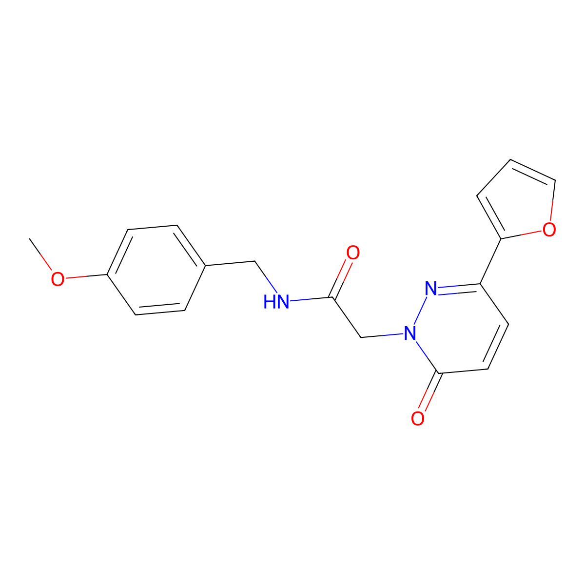 2-(3-(furan-2-yl)-6-oxopyridazin-1(6H)-yl)-N-(4-methoxybenzyl)acetamide molecular structure, CAS 1246045-01-1