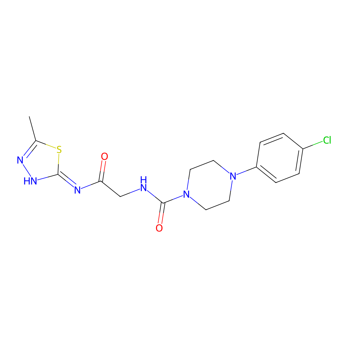 4-(4-chlorophenyl)-N-(2-{[(2Z)-5-methyl-1,3,4-thiadiazol-2(3H)-ylidene]amino}-2-oxoethyl)piperazine-1-carboxamide molecular structure, CAS 1246045-04-4