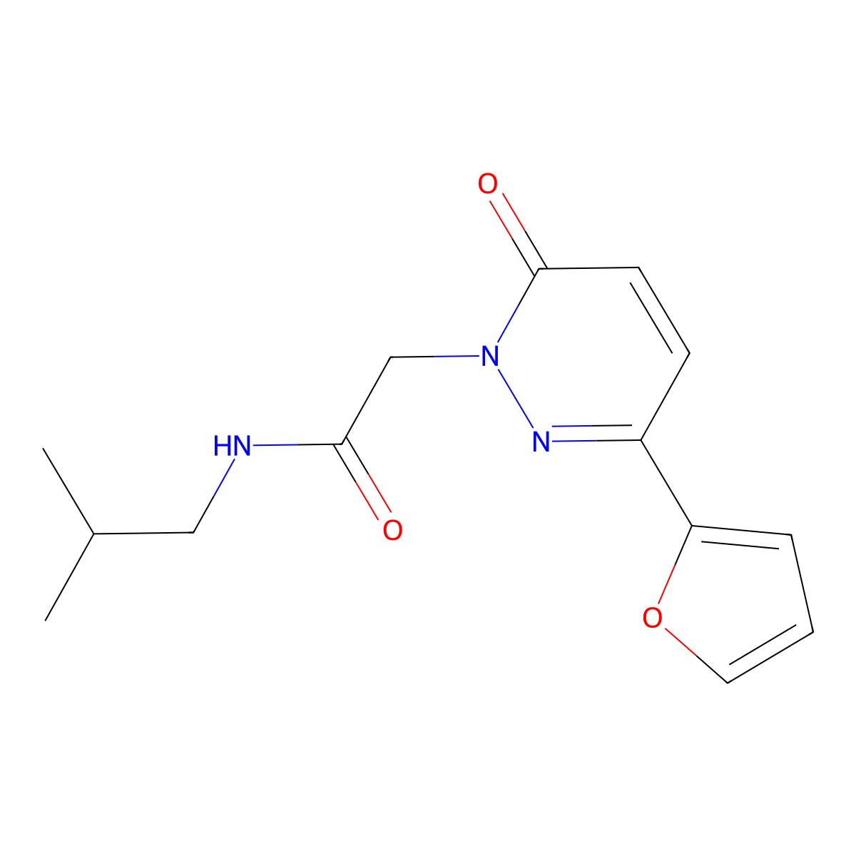 2-[3-(2-furyl)-6-oxo-1(6H)-pyridazinyl]-N~1~-isobutylacetamide molecular structure, CAS 1246045-19-1