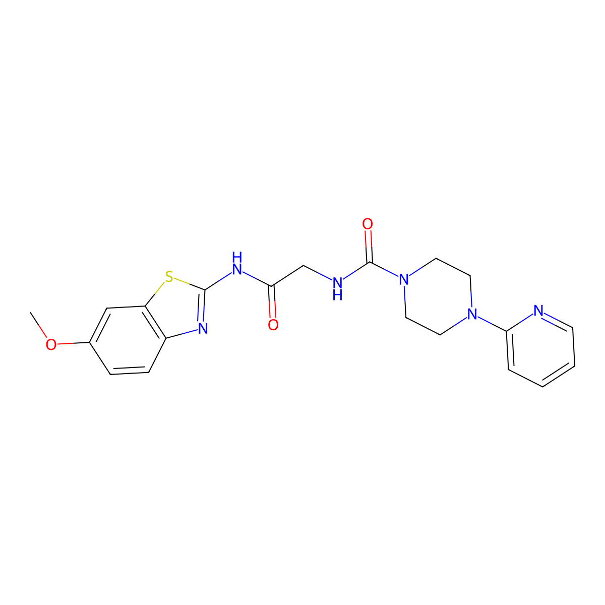 N-{2-[(6-methoxy-1,3-benzothiazol-2-yl)amino]-2-oxoethyl}-4-(pyridin-2-yl)piperazine-1-carboxamide molecular structure, CAS 1246045-49-7