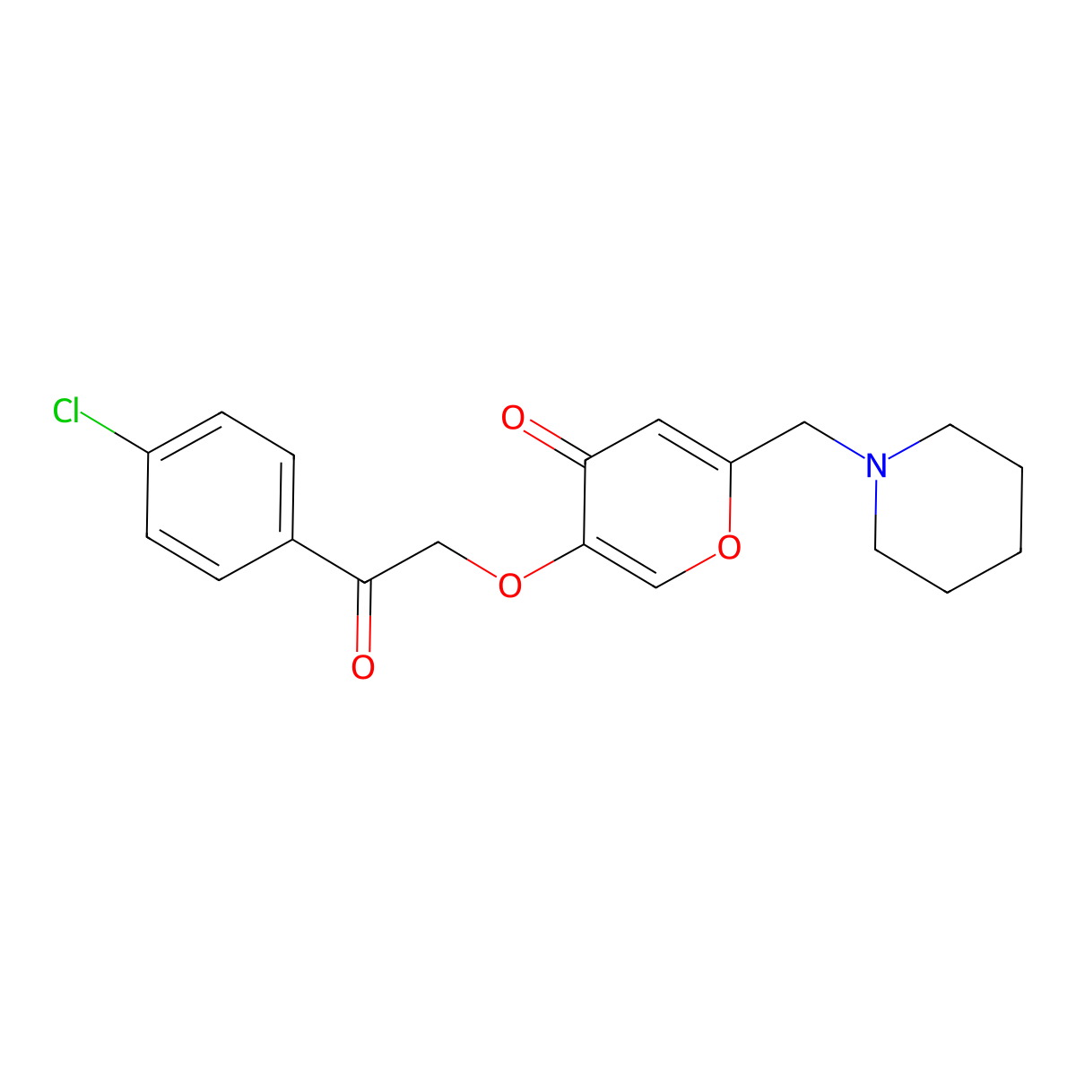 5-[2-(4-chlorophenyl)-2-oxoethoxy]-2-(piperidin-1-ylmethyl)-4H-pyran-4-one molecular structure, CAS 1246045-60-2