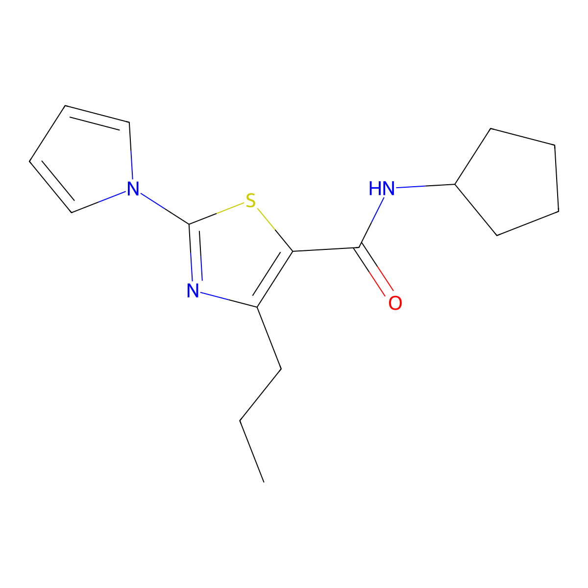 N-cyclopentyl-4-propyl-2-(1H-pyrrol-1-yl)-1,3-thiazole-5-carboxamide molecular structure, CAS 1246045-69-1