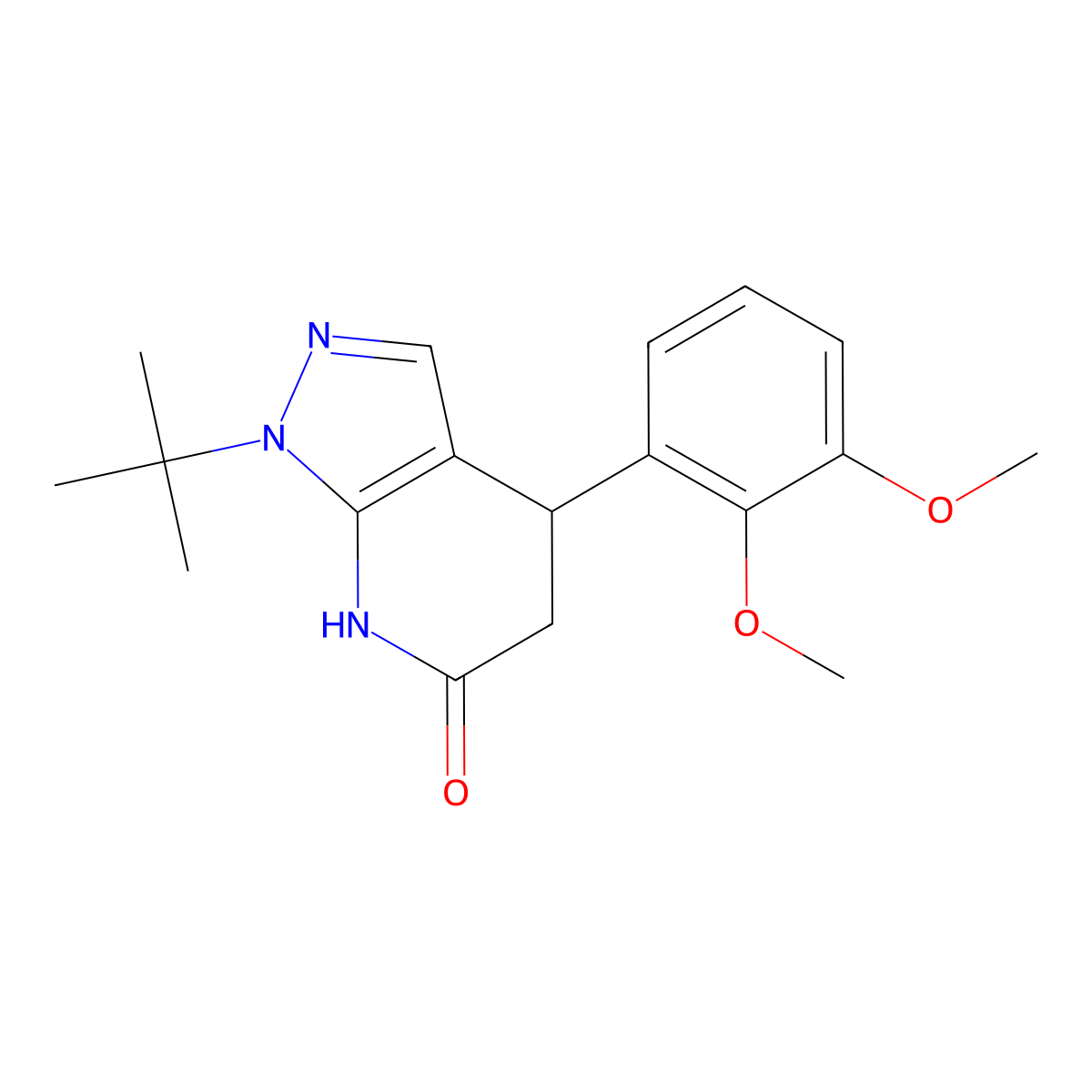 1-(tert-butyl)-4-(2,3-dimethoxyphenyl)-4,5-dihydro-1H-pyrazolo[3,4-b]pyridin-6(7H)-one molecular structure, CAS 1246045-85-1