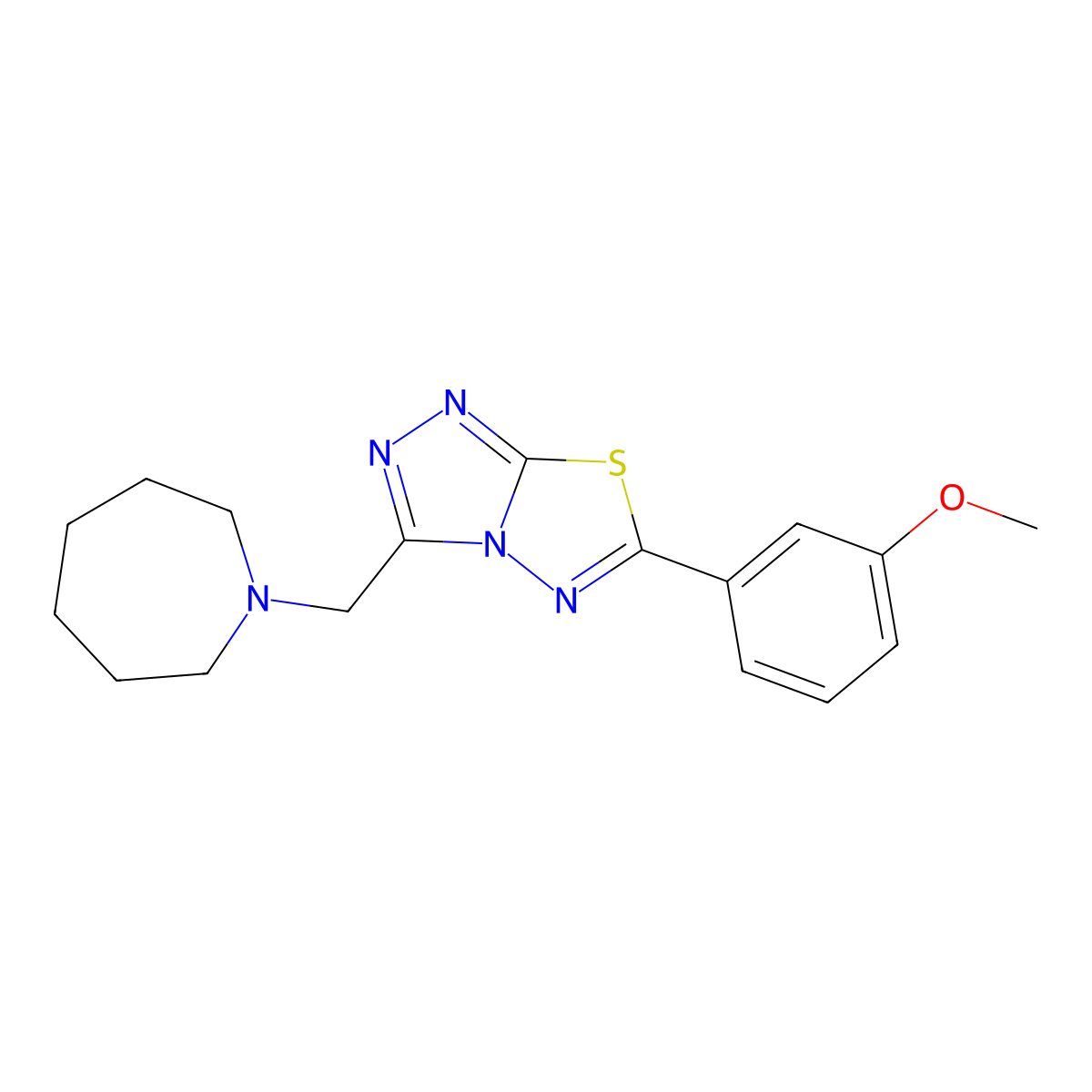 3-[3-(1-Azepanylmethyl)[1,2,4]triazolo[3,4-b][1,3,4]thiadiazol-6-yl]phenyl methyl ether molecular structure, CAS 1246046-04-7