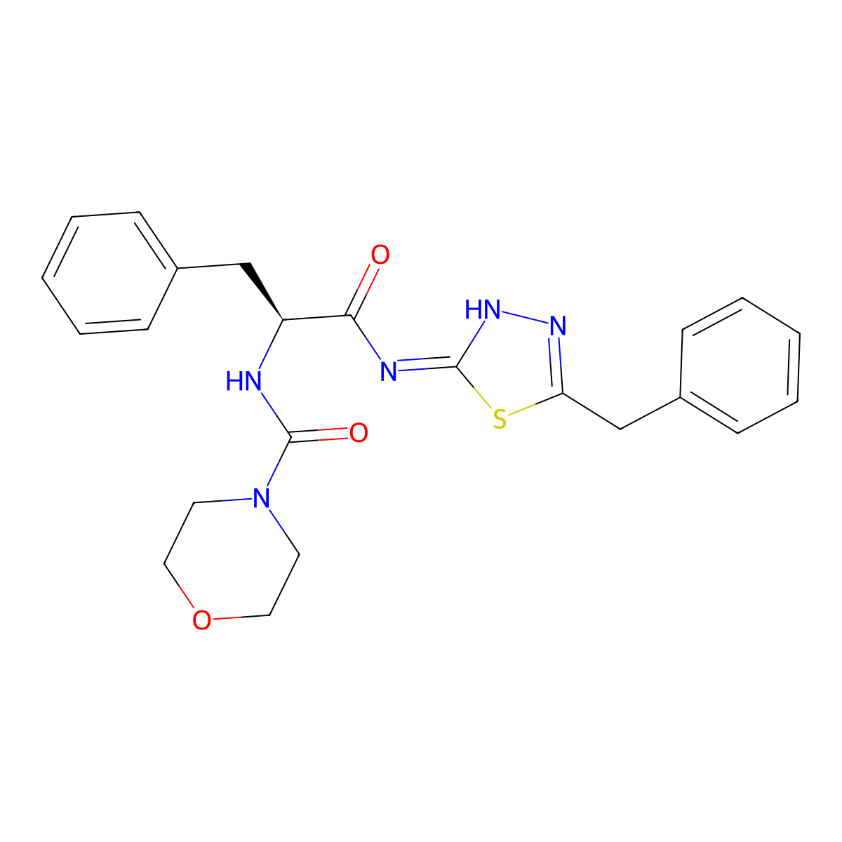 (S)-N-(1-((5-Benzyl-1,3,4-thiadiazol-2-yl)amino)-1-oxo-3-phenylpropan-2-yl)morpholine-4-carboxamide molecular structure, CAS 1246046-38-7