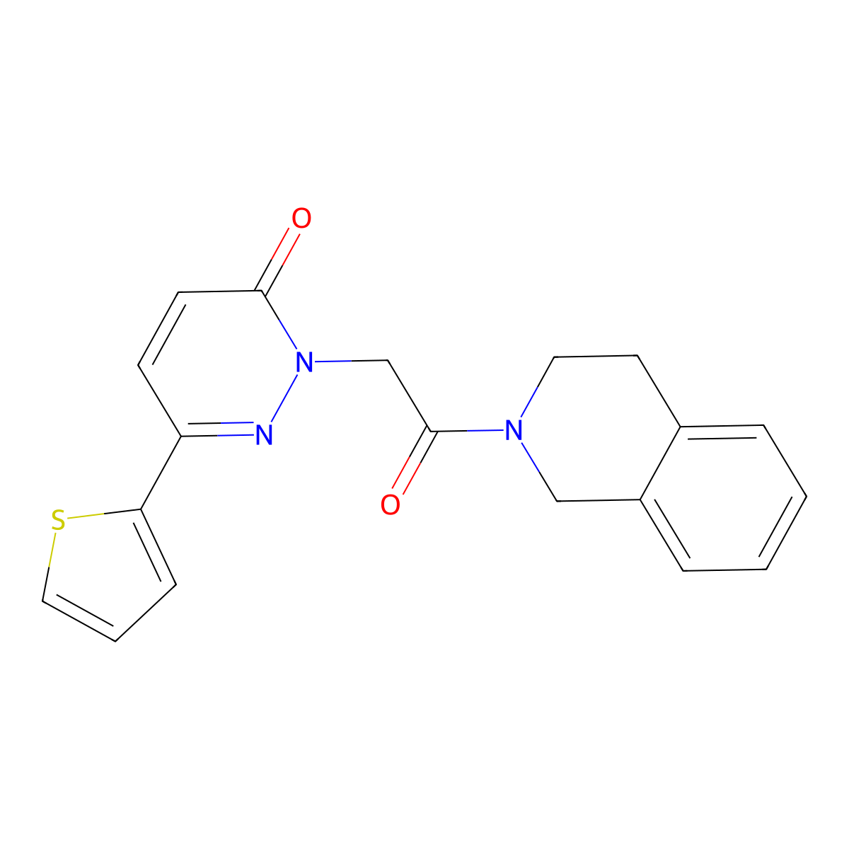 2-(2-(3,4-dihydroisoquinolin-2(1H)-yl)-2-oxoethyl)-6-(thiophen-2-yl)pyridazin-3(2H)-one molecular structure, CAS 1246046-44-5