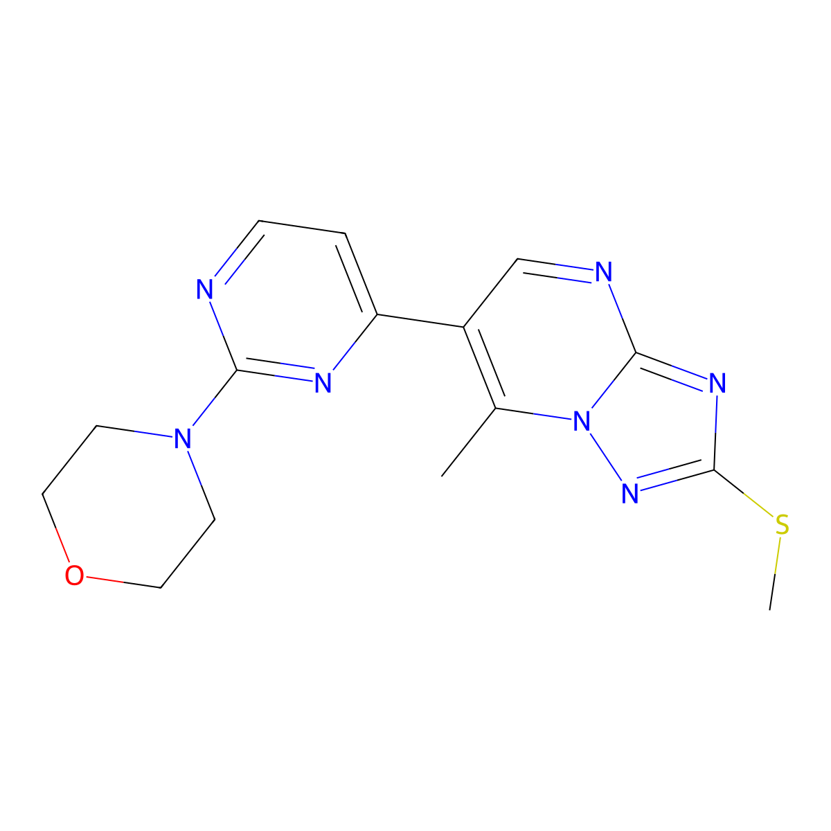 7-Methyl-2-(methylsulfanyl)-6-[2-(morpholin-4-yl)pyrimidin-4-yl][1,2,4]triazolo[1,5-a]pyrimidine molecular structure, CAS 1246046-52-5