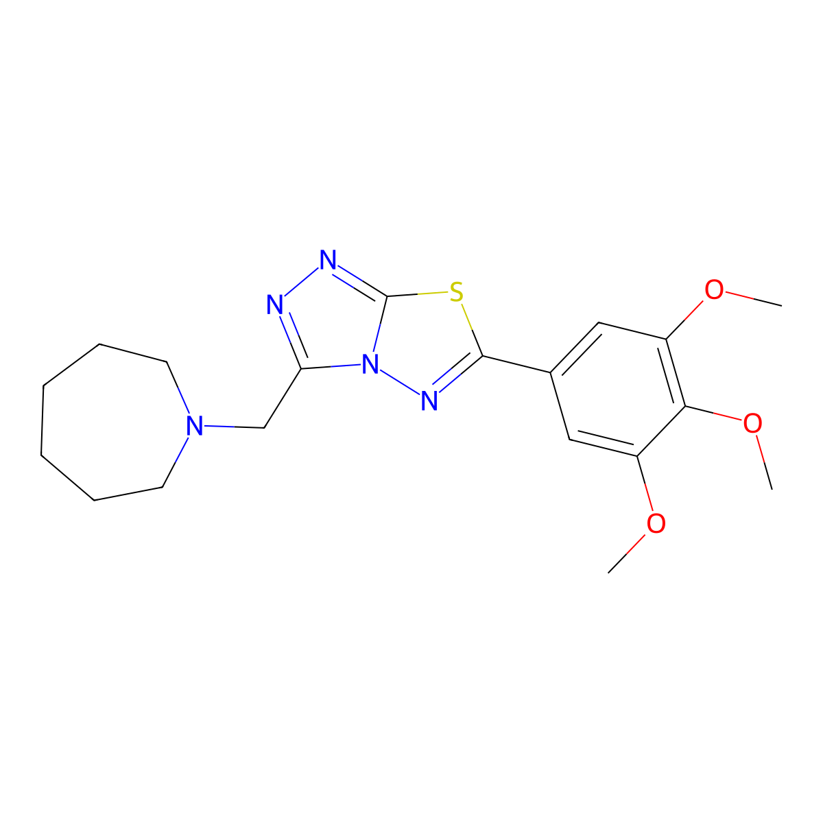 3-(1-Azepanylmethyl)-6-(3,4,5-trimethoxyphenyl)[1,2,4]triazolo[3,4-b][1,3,4]thiadiazole molecular structure, CAS 1246046-59-2