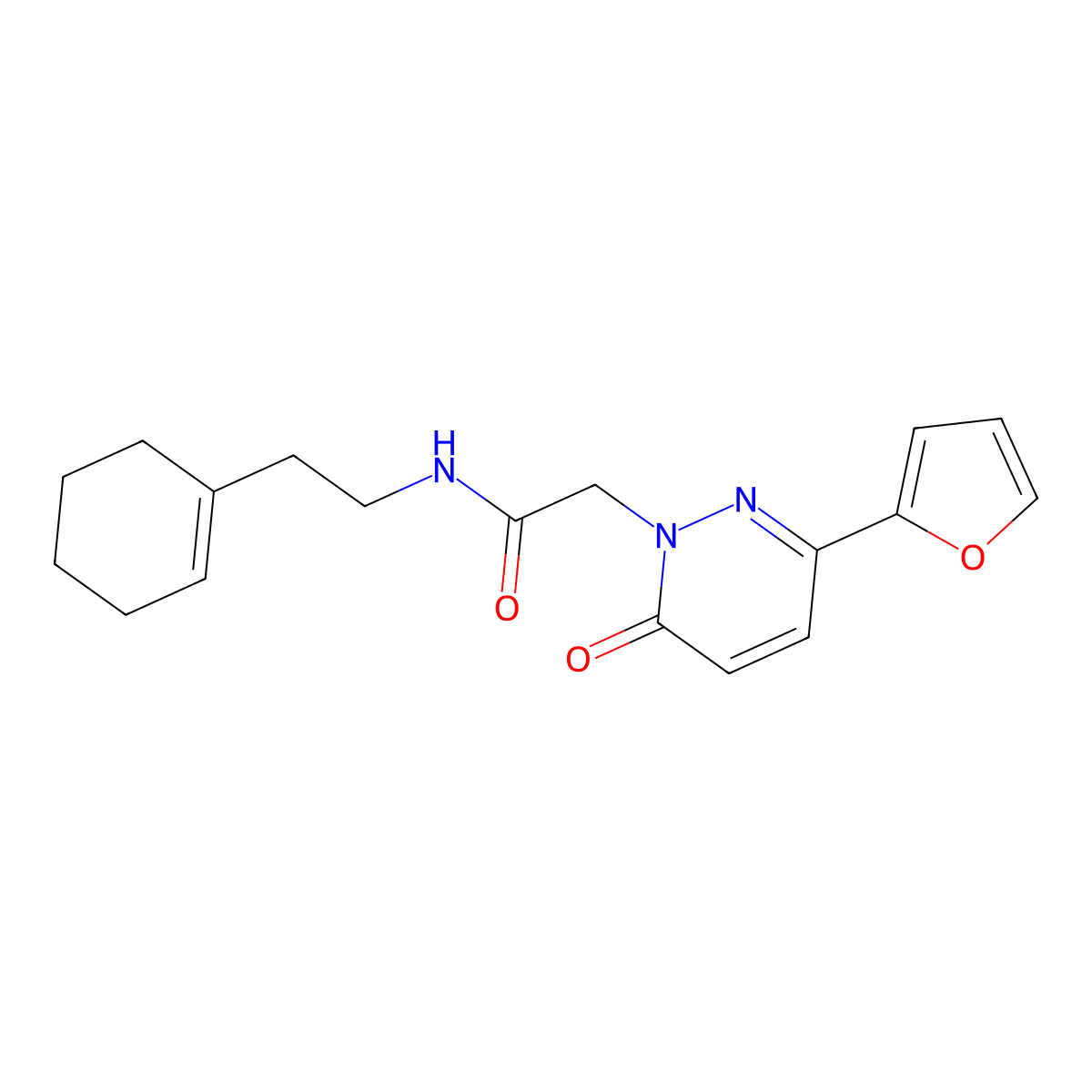 N~1~-[2-(1-cyclohexenyl)ethyl]-2-[3-(2-furyl)-6-oxo-1(6H)-pyridazinyl]acetamide molecular structure, CAS 1246046-93-4