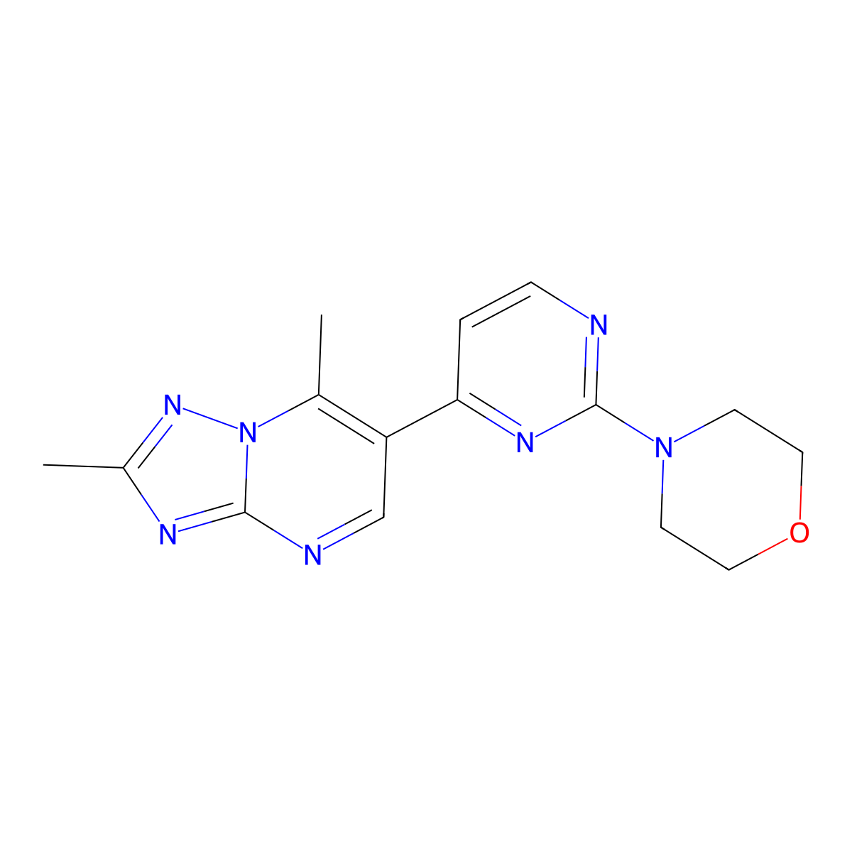 2,7-Dimethyl-6-[2-(morpholin-4-yl)pyrimidin-4-yl][1,2,4]triazolo[1,5-a]pyrimidine molecular structure, CAS 1246046-97-8