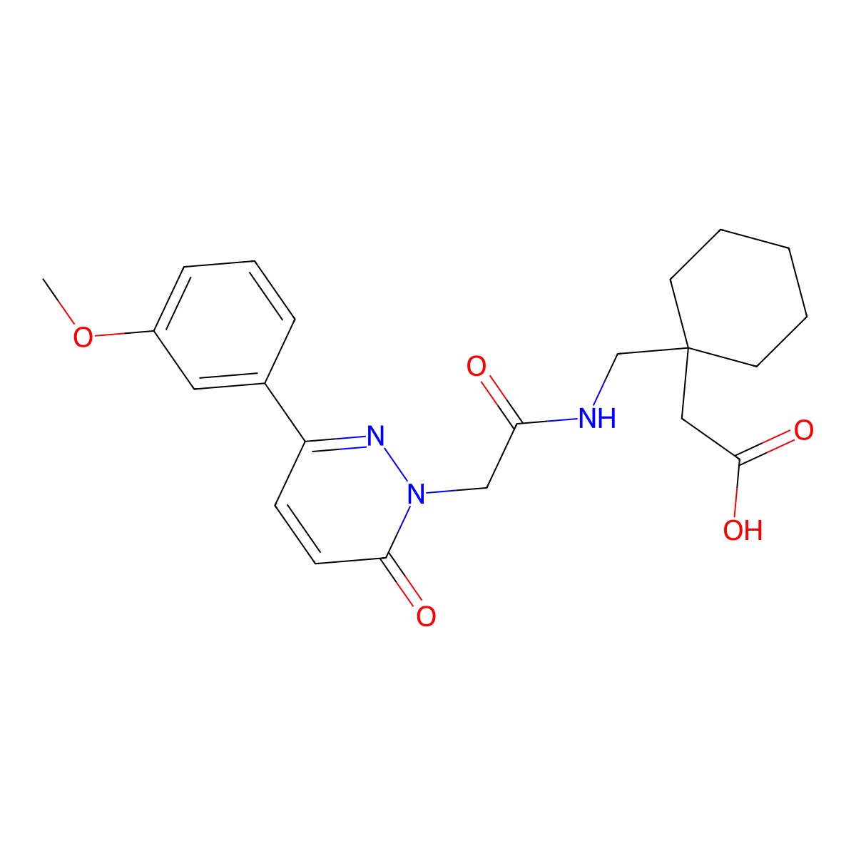 {1-[({[3-(3-methoxyphenyl)-6-oxopyridazin-1(6H)-yl]acetyl}amino)methyl]cyclohexyl}acetic acid molecular structure, CAS 1246047-17-5
