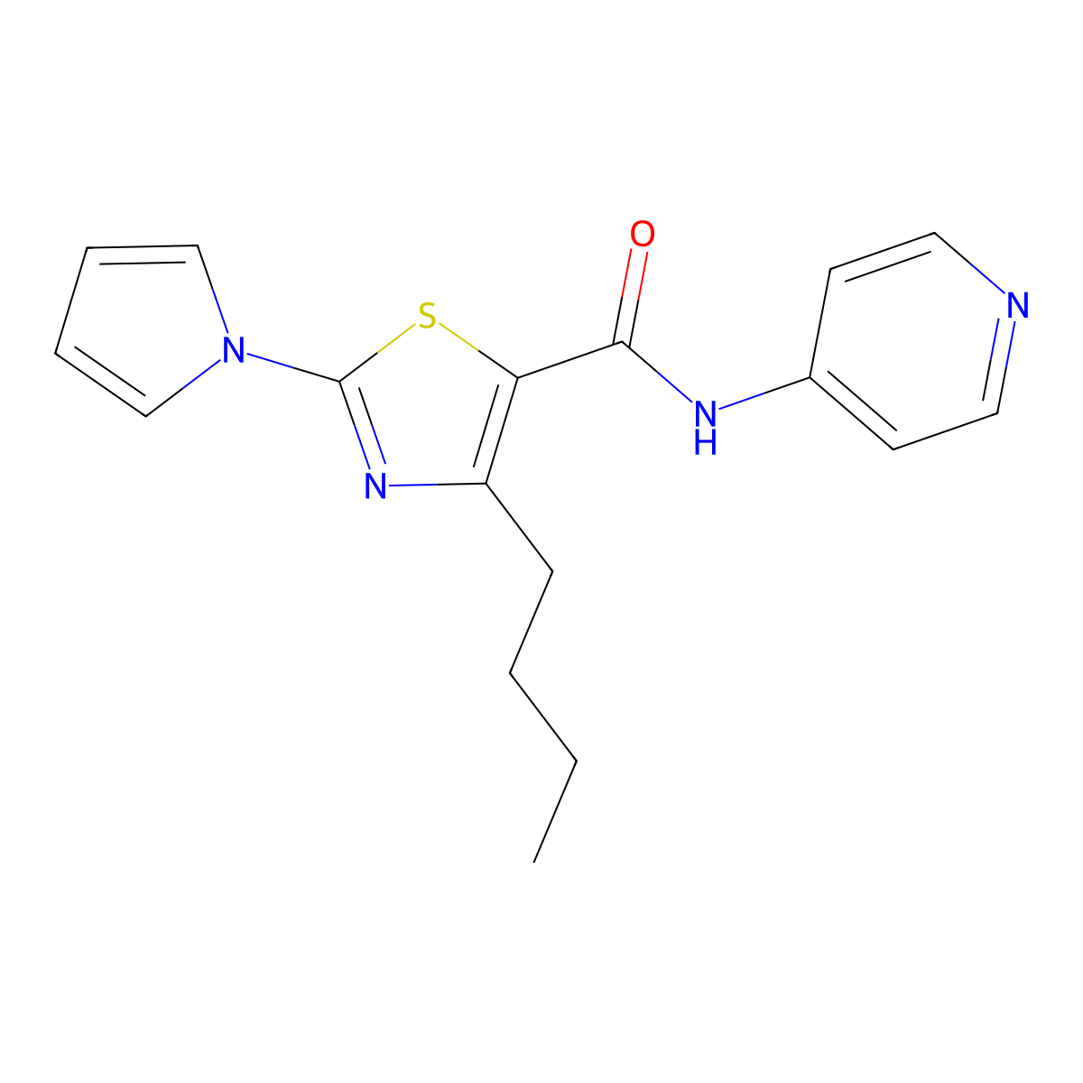 4-butyl-N-(pyridin-4-yl)-2-(1H-pyrrol-1-yl)-1,3-thiazole-5-carboxamide molecular structure, CAS 1246047-37-9