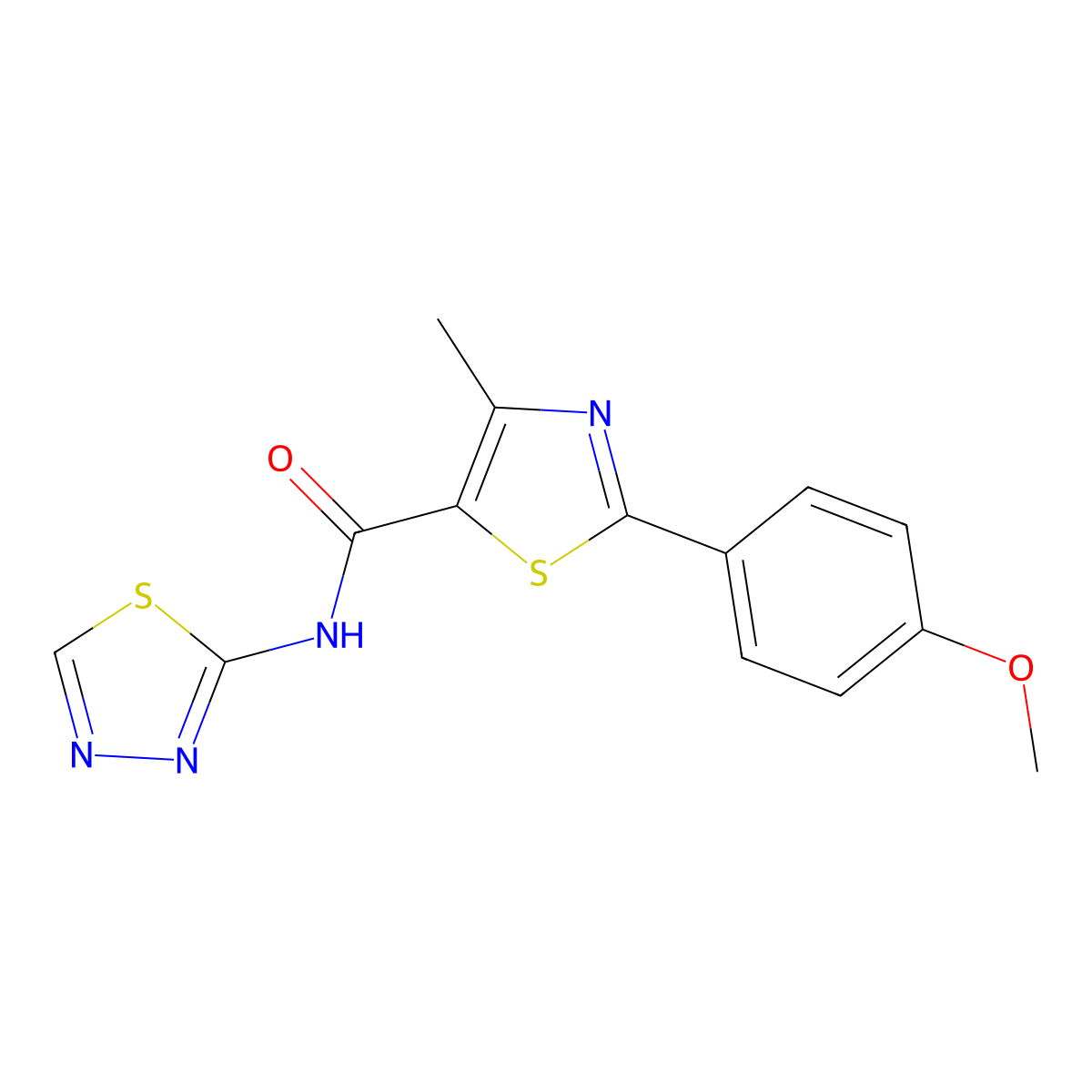 2-(4-methoxyphenyl)-4-methyl-N-[(2E)-1,3,4-thiadiazol-2(3H)-ylidene]-1,3-thiazole-5-carboxamide molecular structure, CAS 1246047-47-1