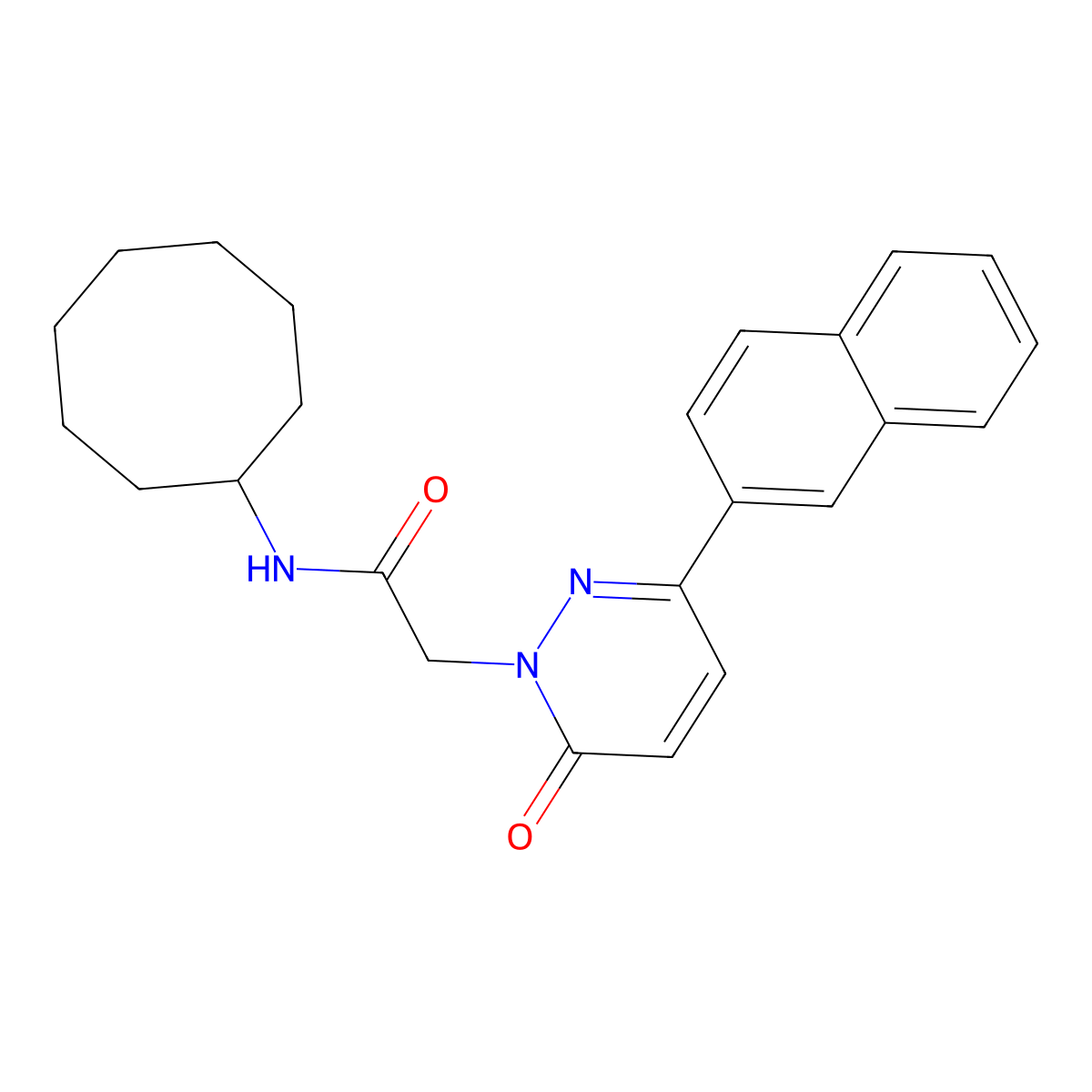 N-cyclooctyl-2-(3-(naphthalen-2-yl)-6-oxopyridazin-1(6H)-yl)acetamide molecular structure, CAS 1246047-52-8