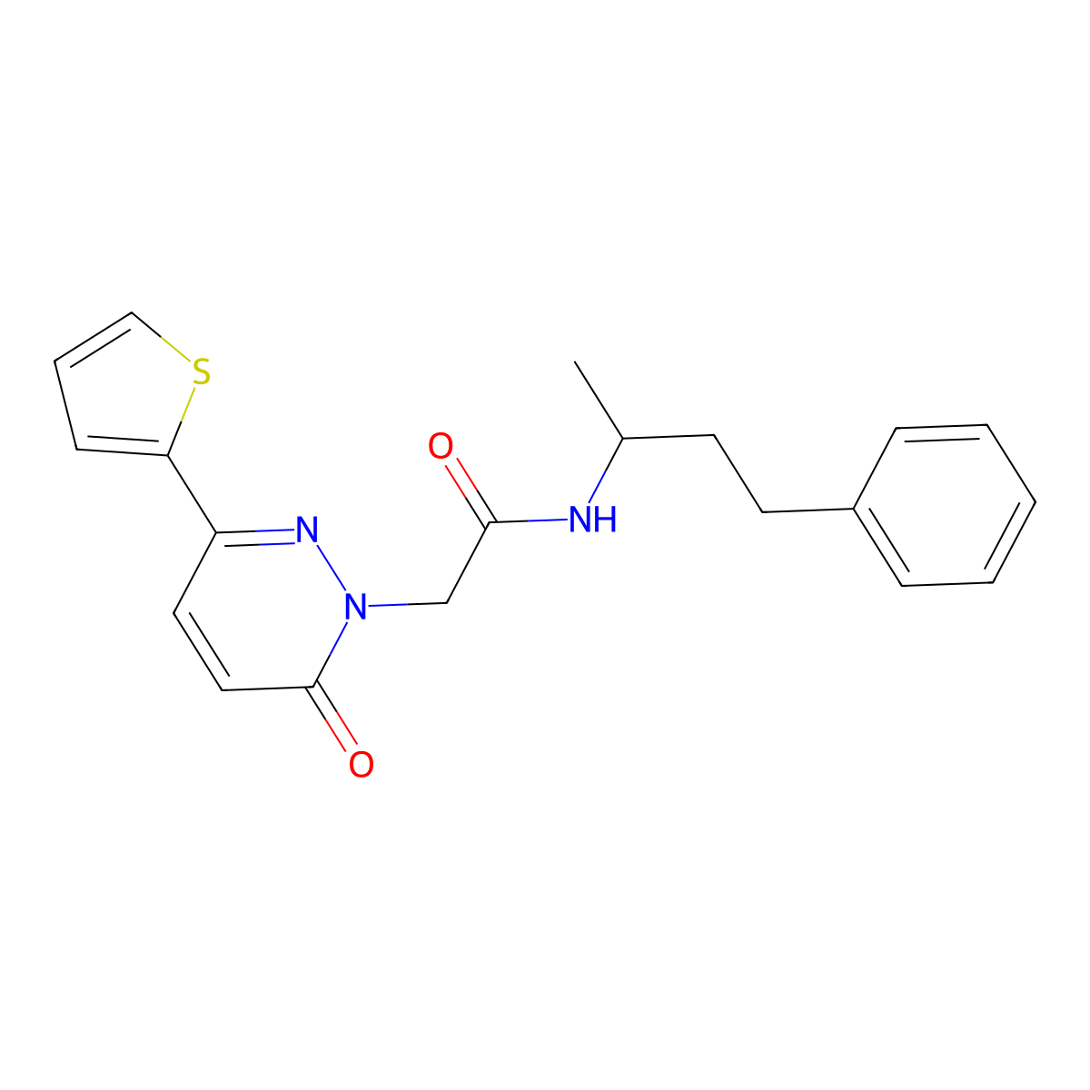 2-(6-oxo-3-(thiophen-2-yl)pyridazin-1(6H)-yl)-N-(4-phenylbutan-2-yl)acetamide molecular structure, CAS 1246047-61-9