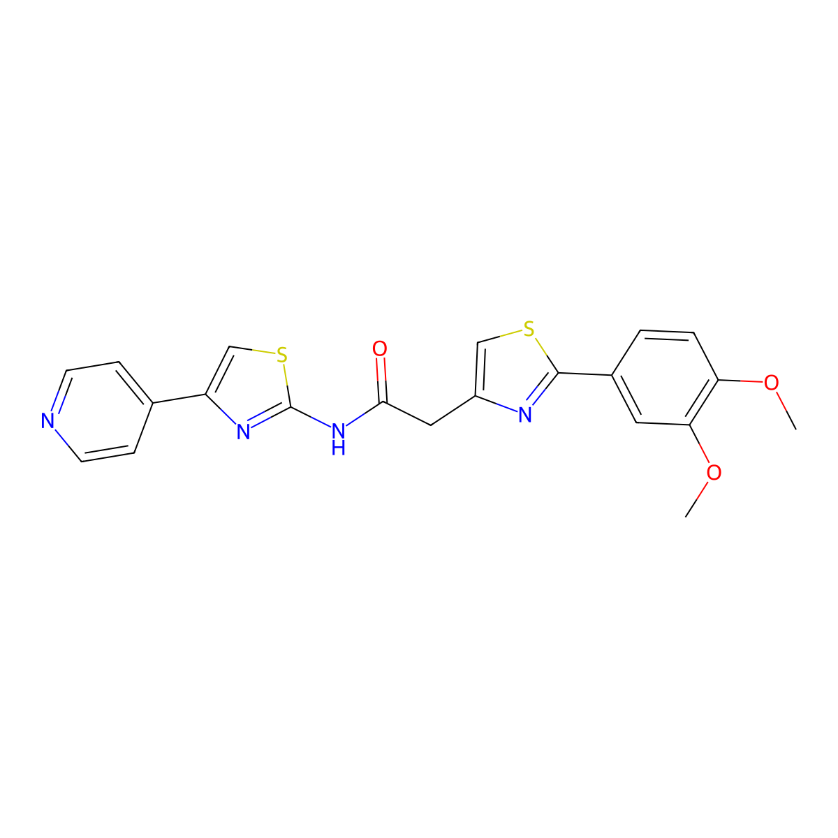 2-[2-(3,4-dimethoxyphenyl)-1,3-thiazol-4-yl]-N-[(2Z)-4-(pyridin-4-yl)-1,3-thiazol-2(3H)-ylidene]acetamide molecular structure, CAS 1246047-63-1