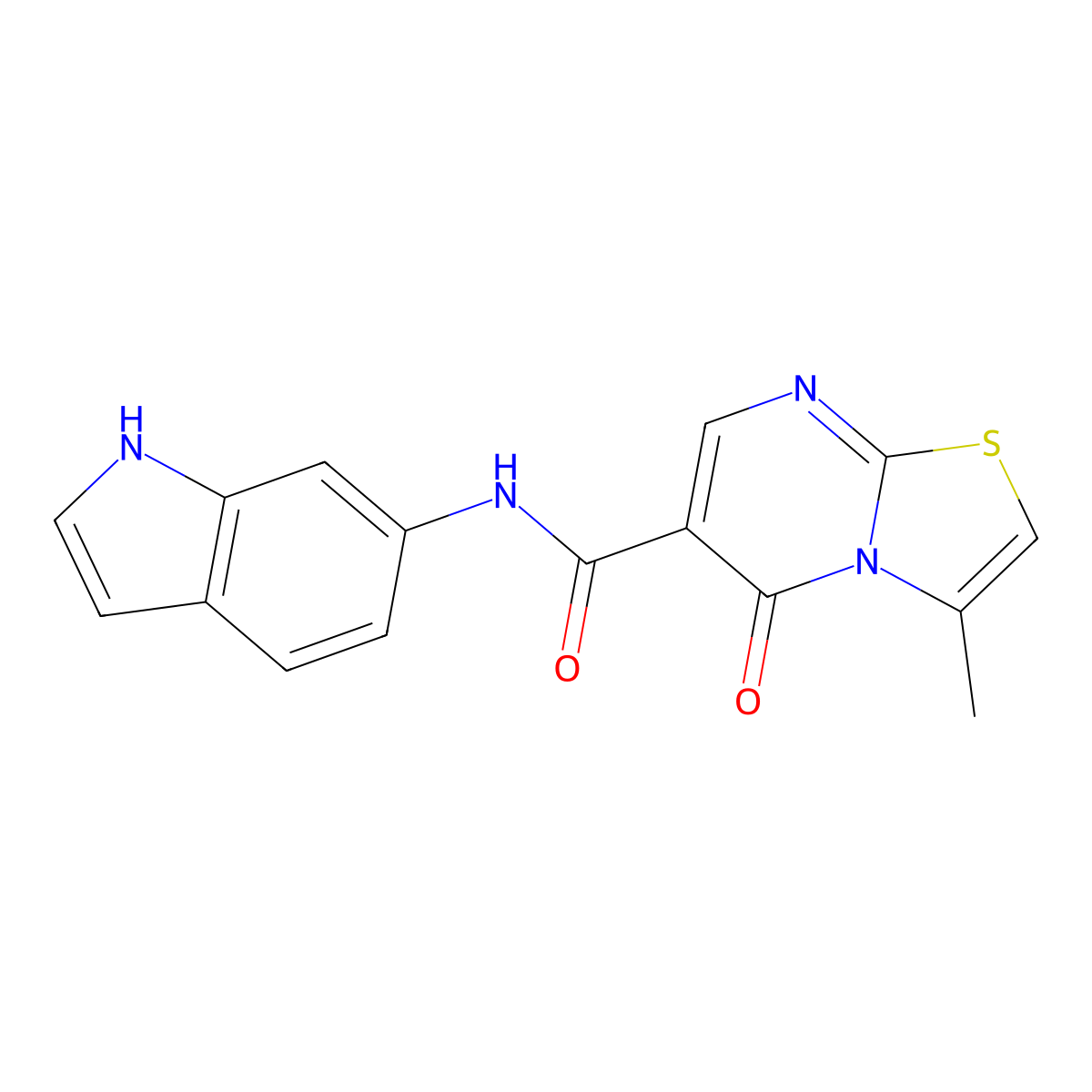 N-(1H-indol-6-yl)-3-methyl-5-oxo-5H-[1,3]thiazolo[3,2-a]pyrimidine-6-carboxamide molecular structure, CAS 1246047-65-3
