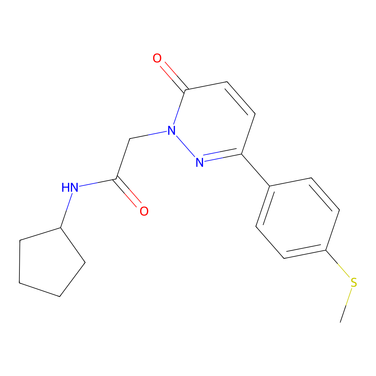 N-cyclopentyl-2-{3-[4-(methylsulfanyl)phenyl]-6-oxopyridazin-1(6H)-yl}acetamide molecular structure, CAS 1246047-66-4