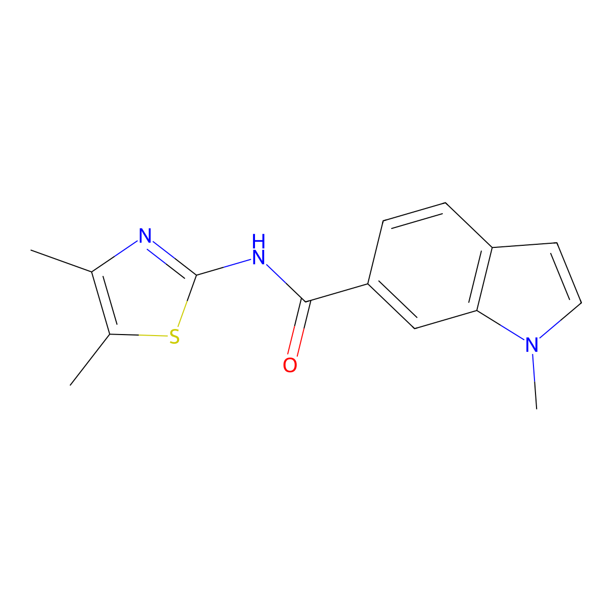 N-[(2Z)-4,5-dimethyl-1,3-thiazol-2(3H)-ylidene]-1-methyl-1H-indole-6-carboxamide molecular structure, CAS 1246047-93-7