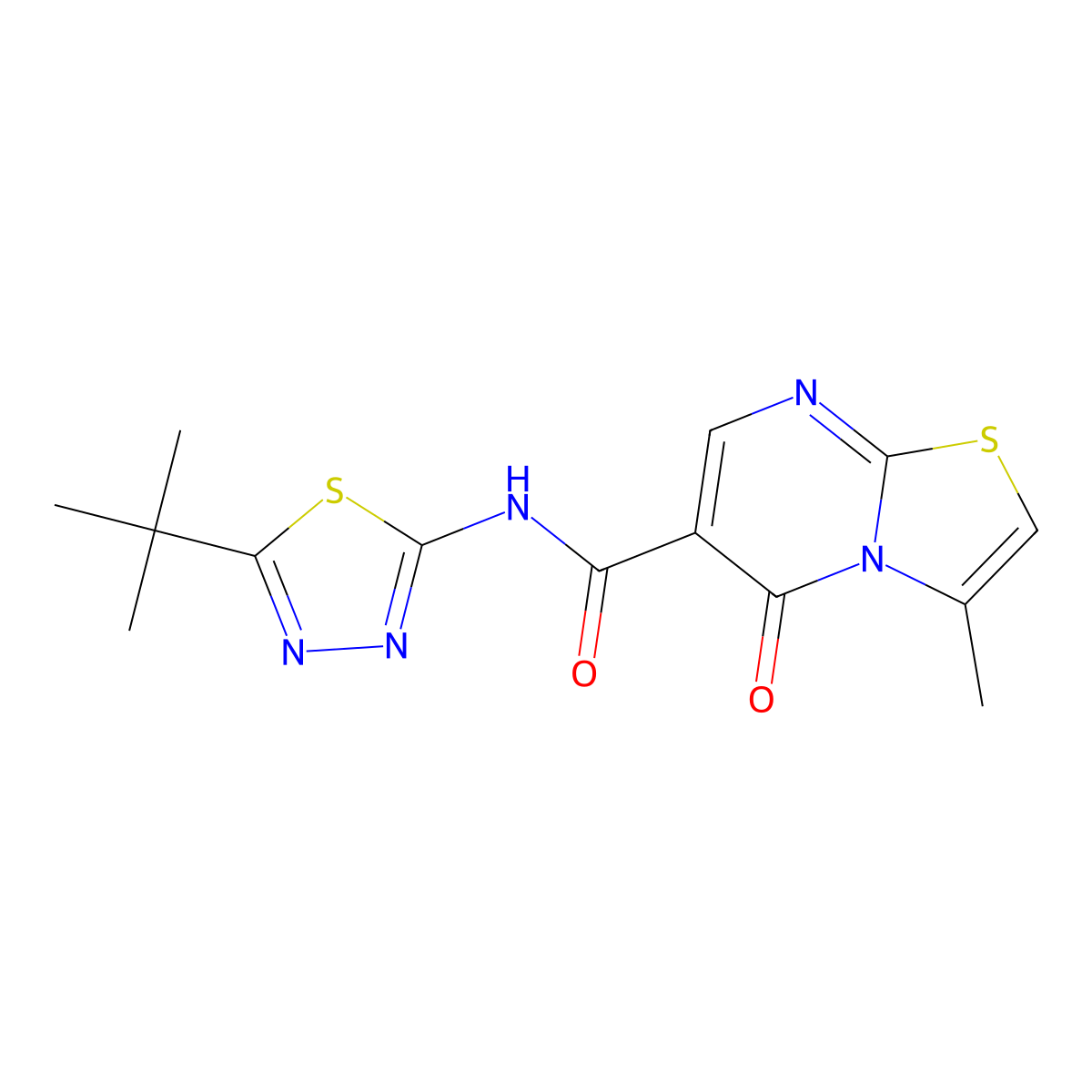 N-[(2Z)-5-tert-butyl-1,3,4-thiadiazol-2(3H)-ylidene]-3-methyl-5-oxo-5H-[1,3]thiazolo[3,2-a]pyrimidine-6-carboxamide molecular structure, CAS 1246048-10-1