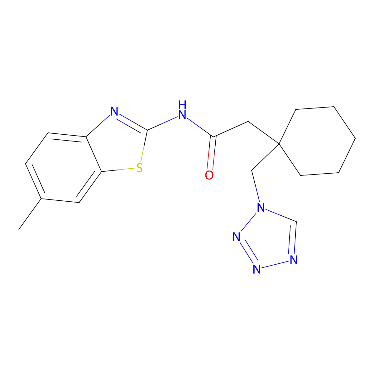 N-[(2Z)-6-methyl-1,3-benzothiazol-2(3H)-ylidene]-2-[1-(1H-tetrazol-1-ylmethyl)cyclohexyl]acetamide molecular structure, CAS 1246048-60-1