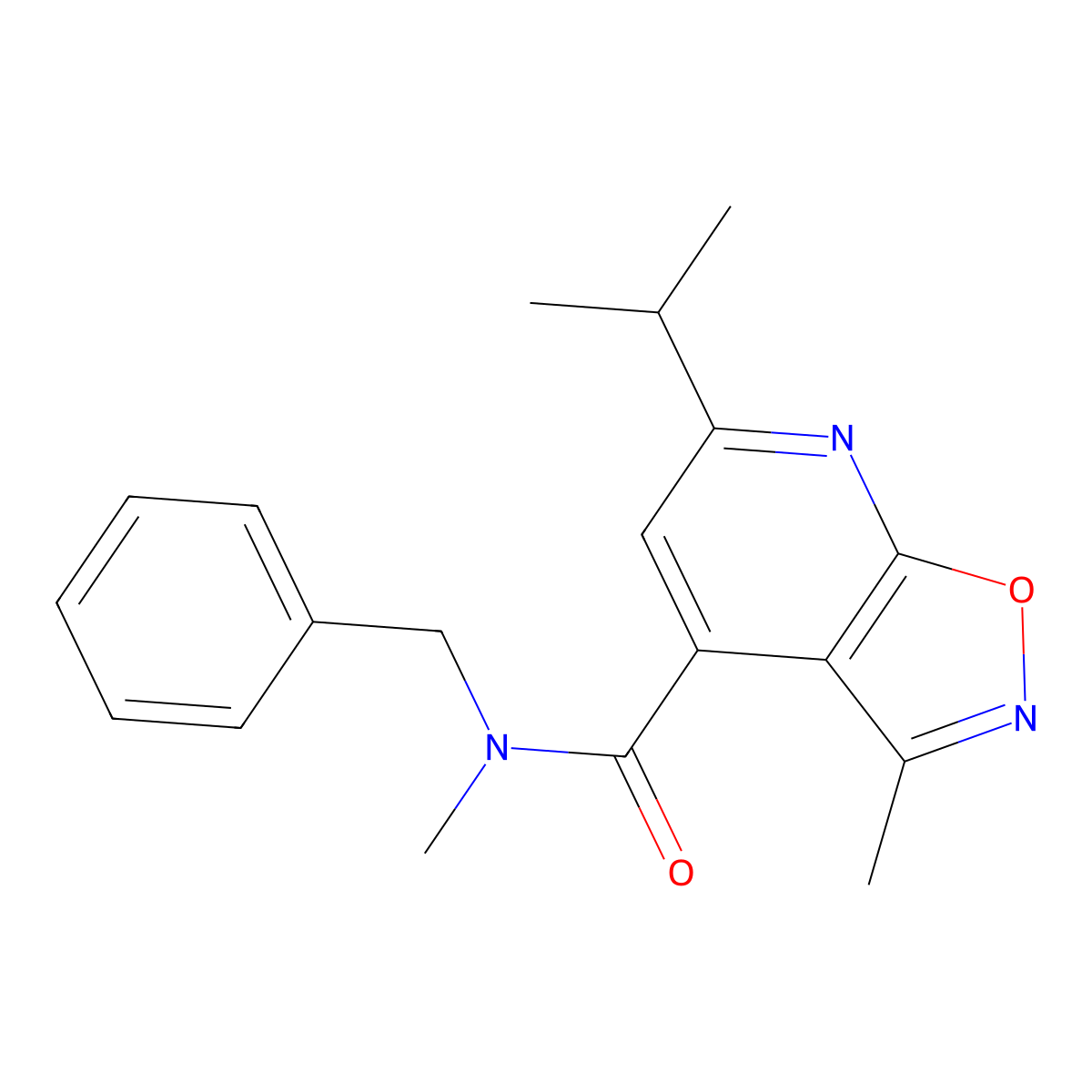 N-benzyl-6-isopropyl-N,3-dimethylisoxazolo[5,4-b]pyridine-4-carboxamide molecular structure, CAS 1246048-77-0
