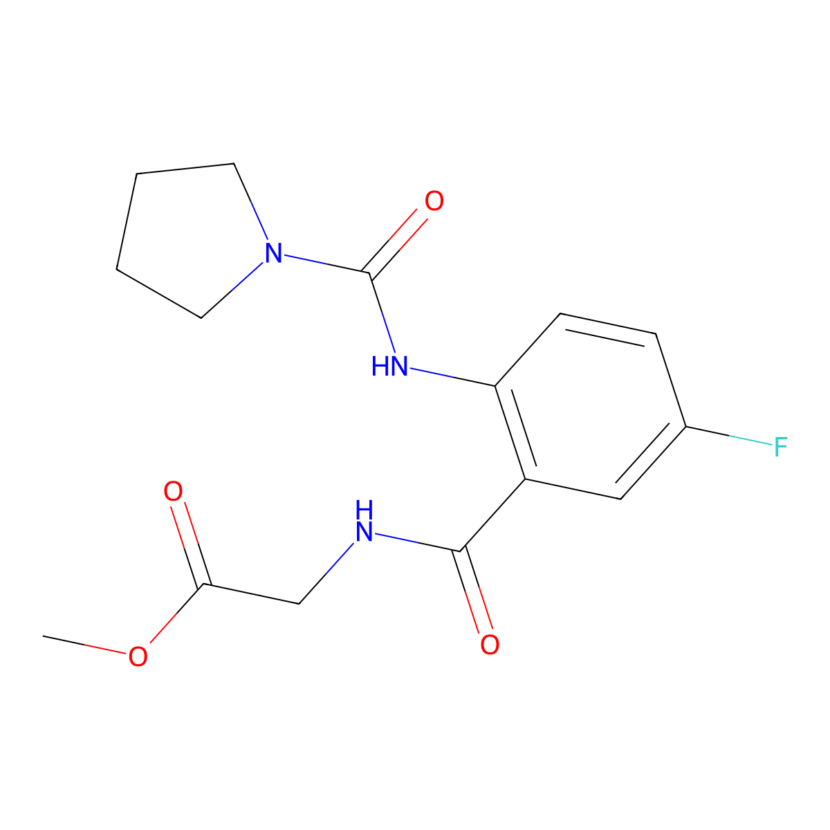 methyl N-({5-fluoro-2-[(pyrrolidin-1-ylcarbonyl)amino]phenyl}carbonyl)glycinate molecular structure, CAS 1246048-83-8