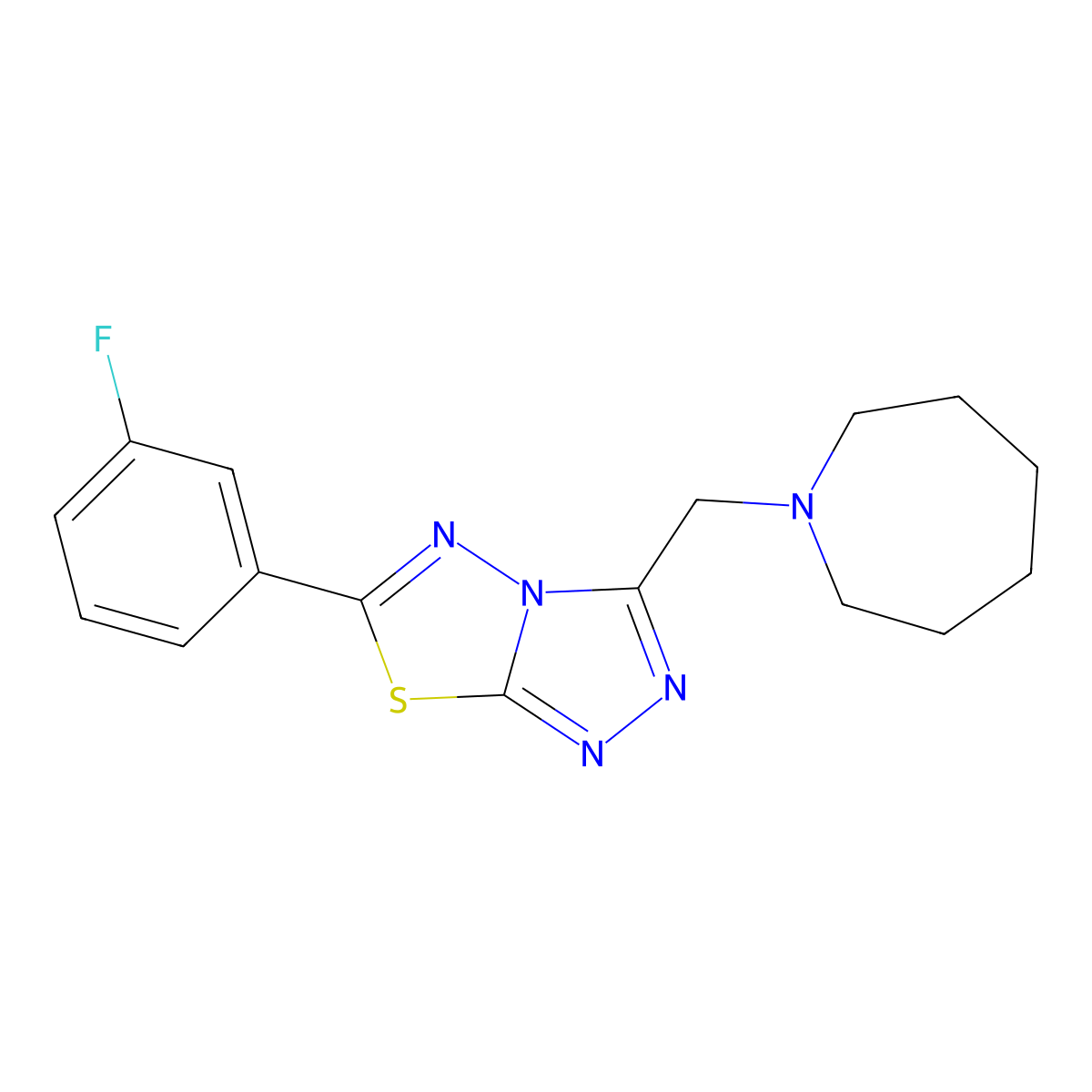 3-(1-Azepanylmethyl)-6-(3-fluorophenyl)[1,2,4]triazolo[3,4-b][1,3,4]thiadiazole molecular structure, CAS 1246049-03-5