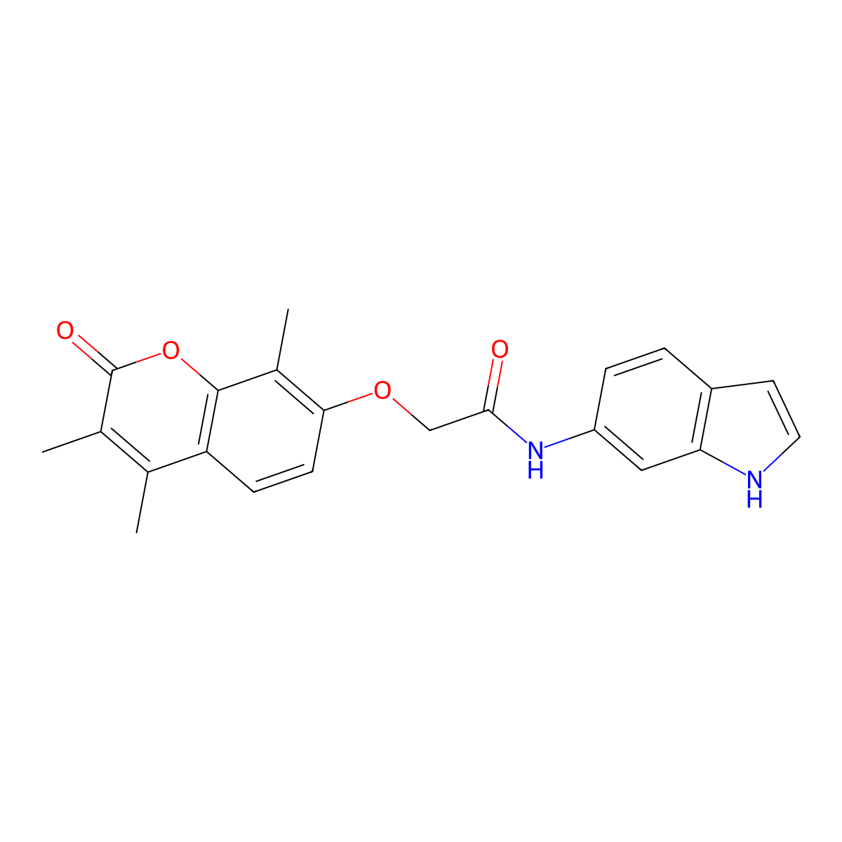 N-(1H-indol-6-yl)-2-[(3,4,8-trimethyl-2-oxo-2H-chromen-7-yl)oxy]acetamide molecular structure, CAS 1246049-17-1