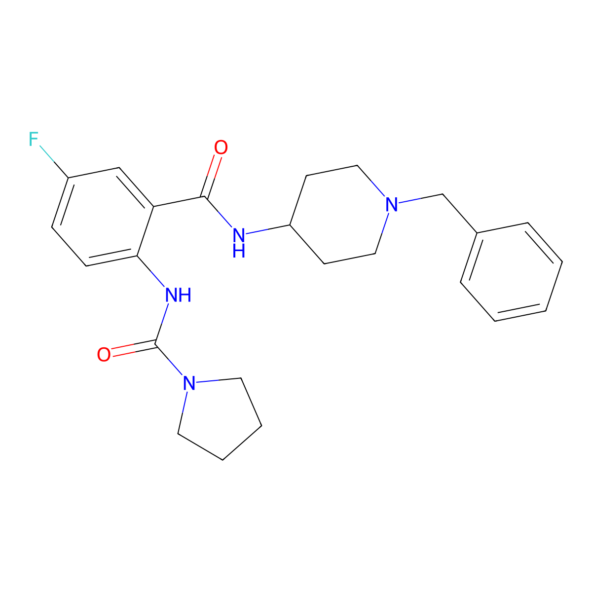 N-{2-[(1-benzylpiperidin-4-yl)carbamoyl]-4-fluorophenyl}pyrrolidine-1-carboxamide molecular structure, CAS 1246049-33-1