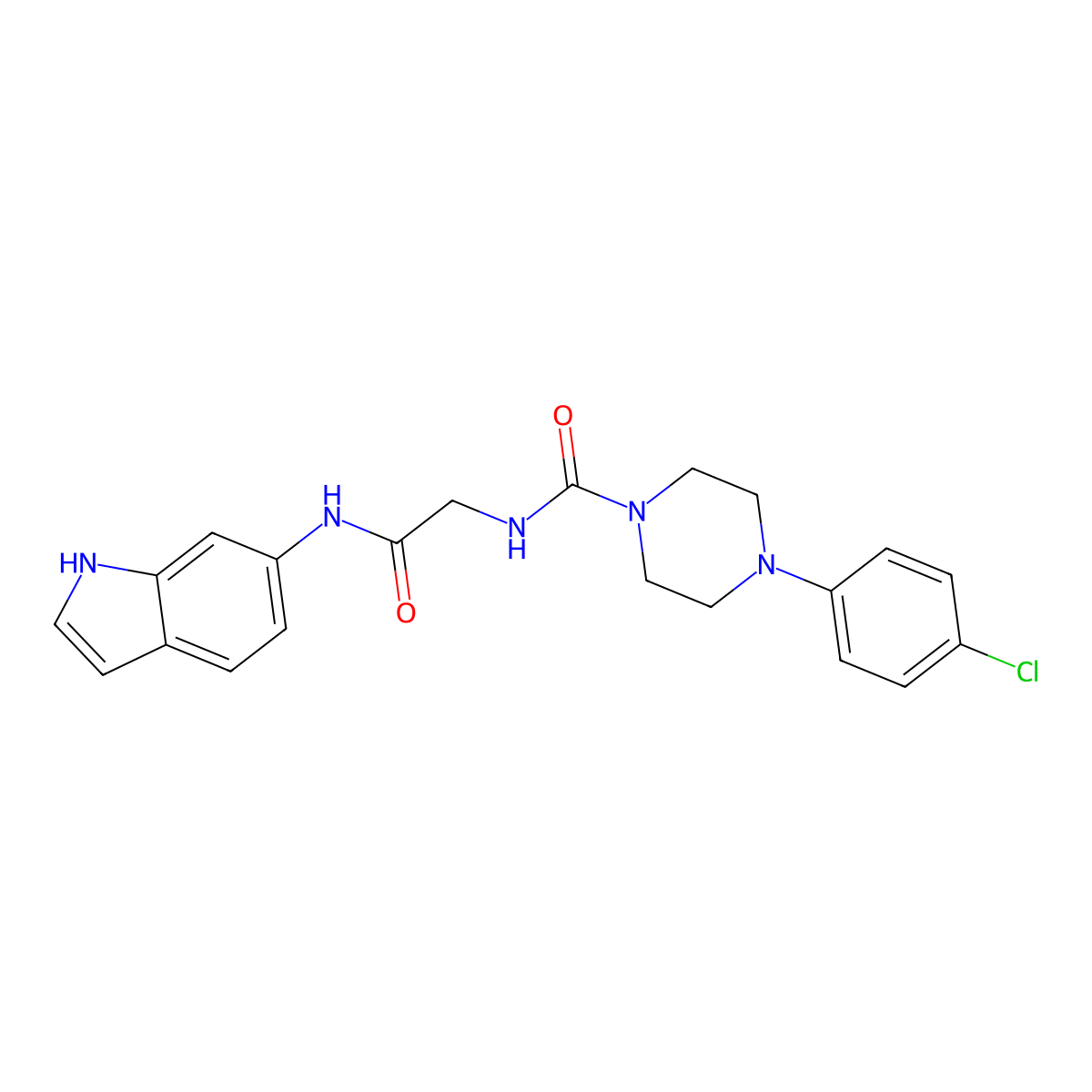 4-(4-chlorophenyl)-N-[2-(1H-indol-6-ylamino)-2-oxoethyl]piperazine-1-carboxamide molecular structure, CAS 1246049-36-4