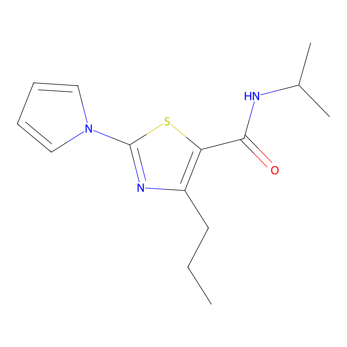 N-(propan-2-yl)-4-propyl-2-(1H-pyrrol-1-yl)-1,3-thiazole-5-carboxamide molecular structure, CAS 1246049-46-6