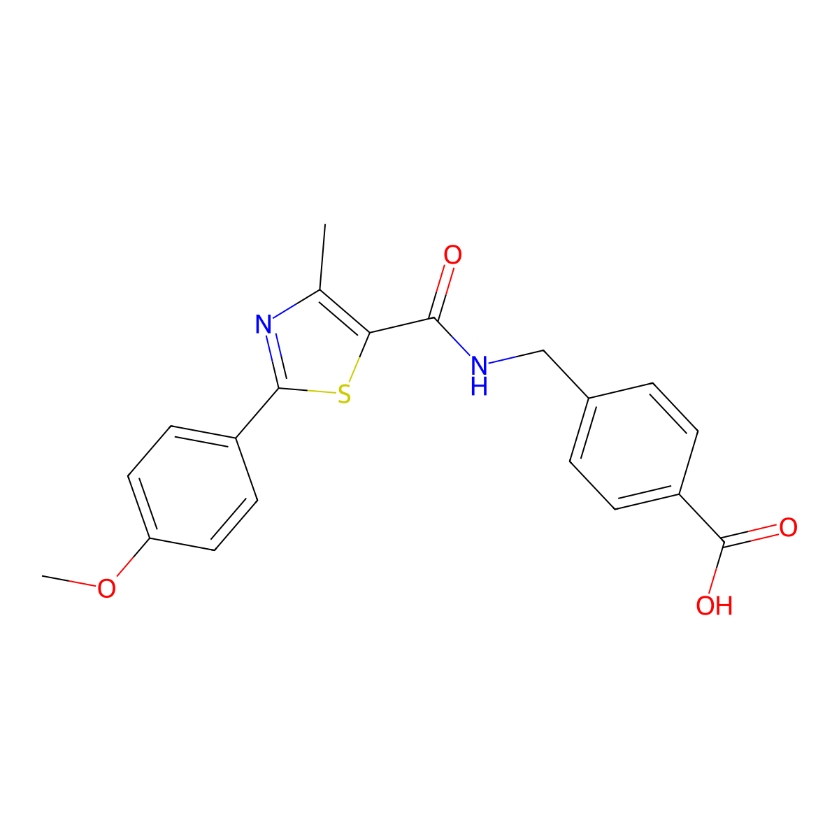4-[({[2-(4-Methoxyphenyl)-4-methyl-1,3-thiazol-5-yl]carbonyl}amino)methyl]benzoic acid molecular structure, CAS 1246049-54-6